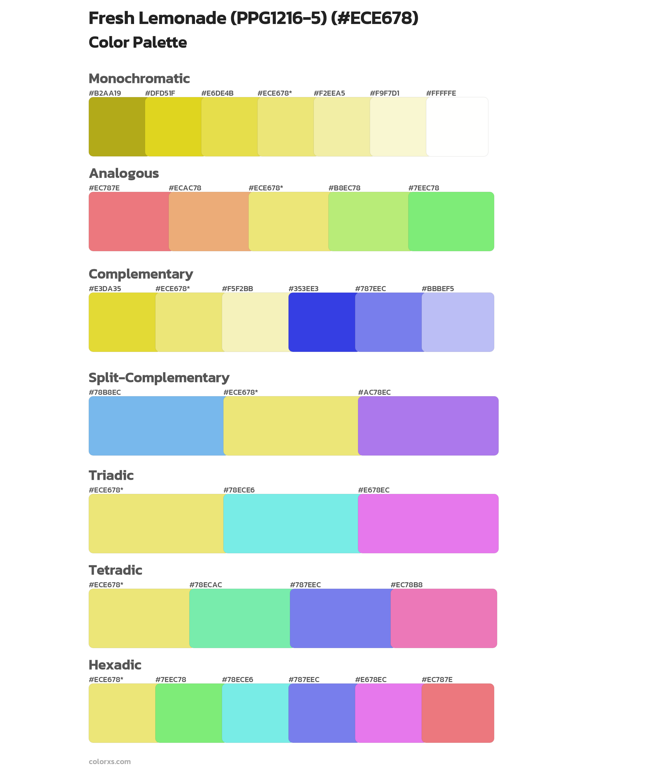Fresh Lemonade (PPG1216-5) Color Scheme Palettes