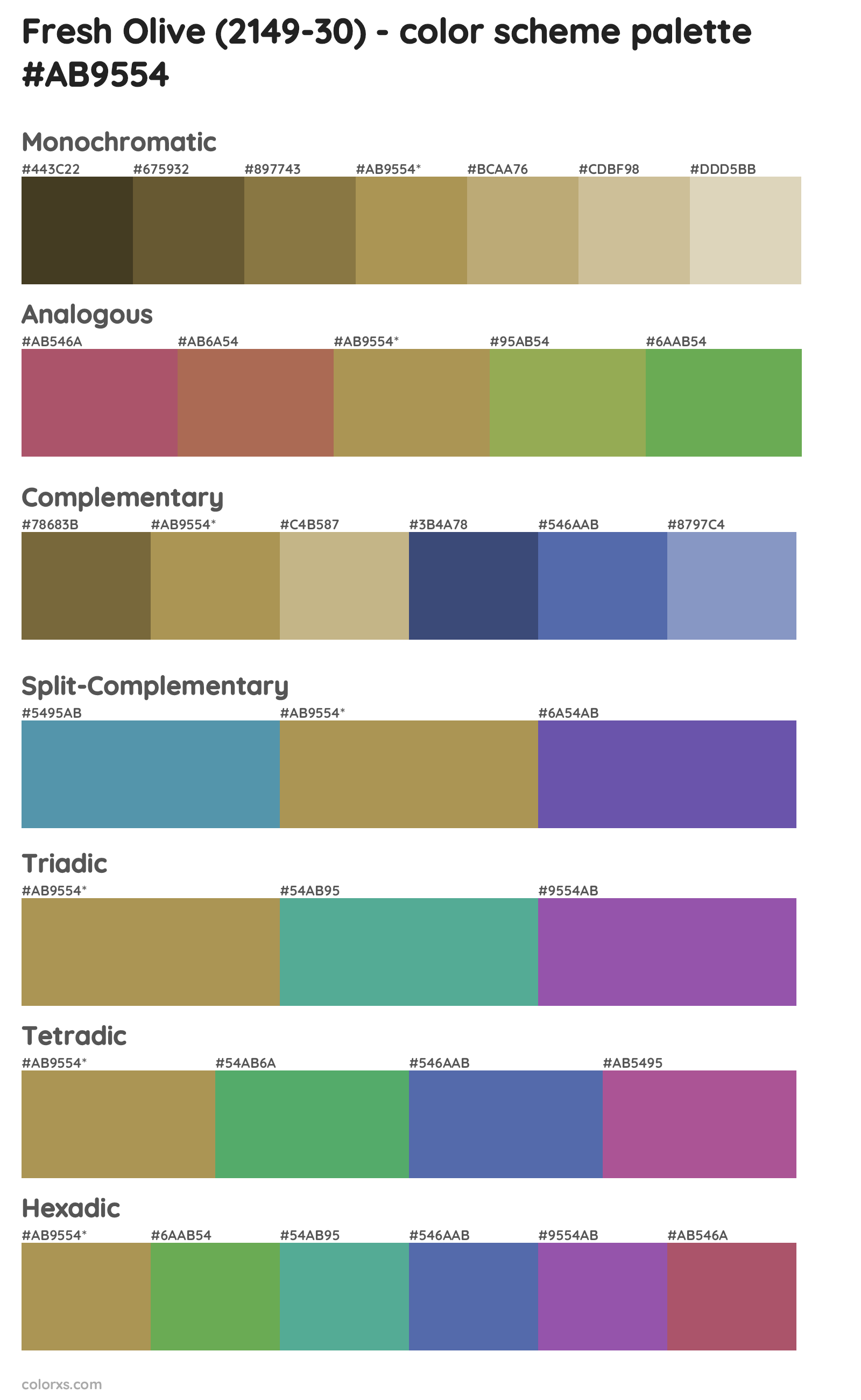 Fresh Olive (2149-30) Color Scheme Palettes