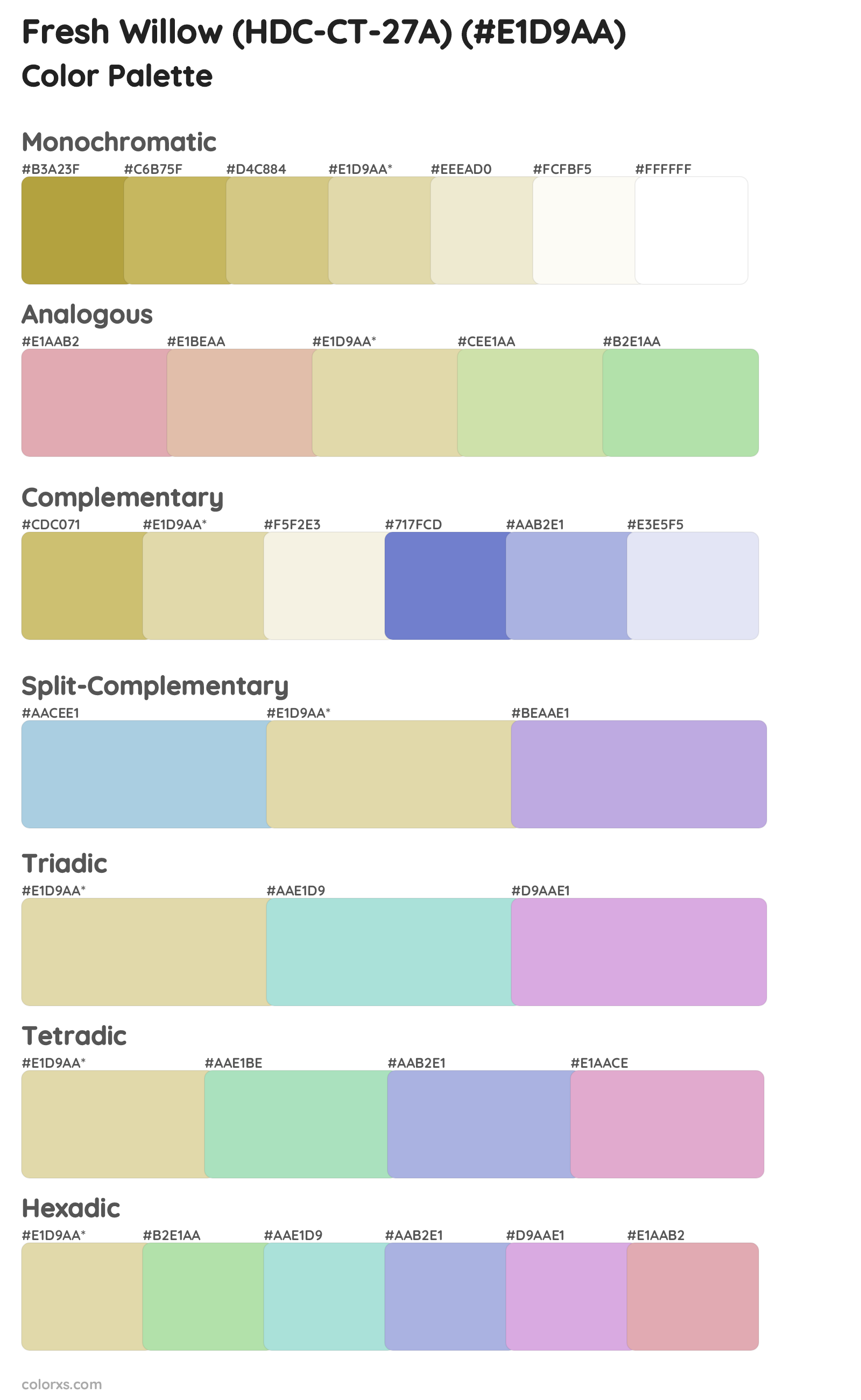 Fresh Willow (HDC-CT-27A) Color Scheme Palettes