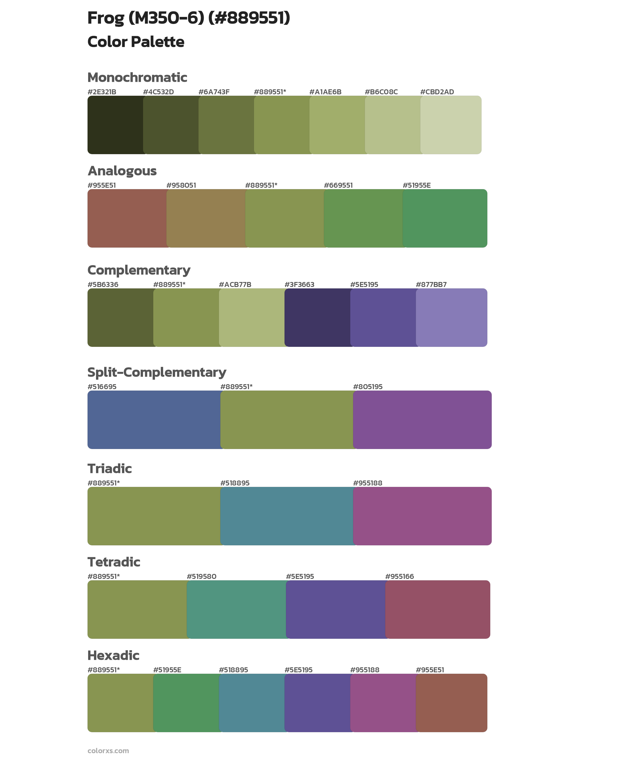 Frog (M350-6) Color Scheme Palettes