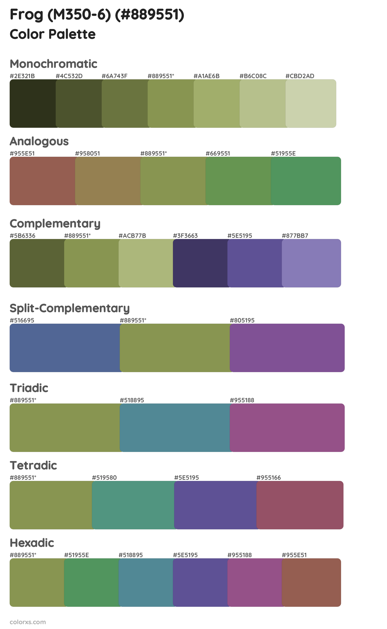 Frog (M350-6) Color Scheme Palettes