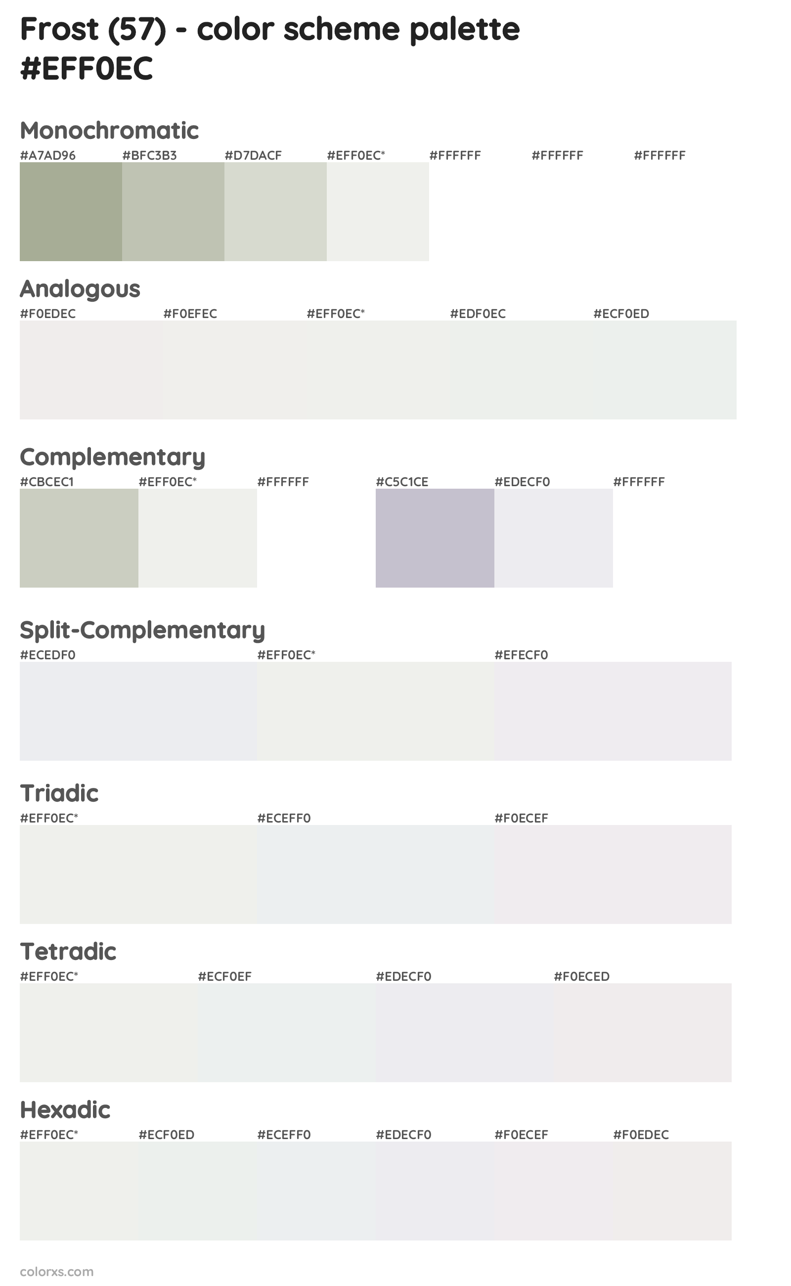 Frost (57) Color Scheme Palettes