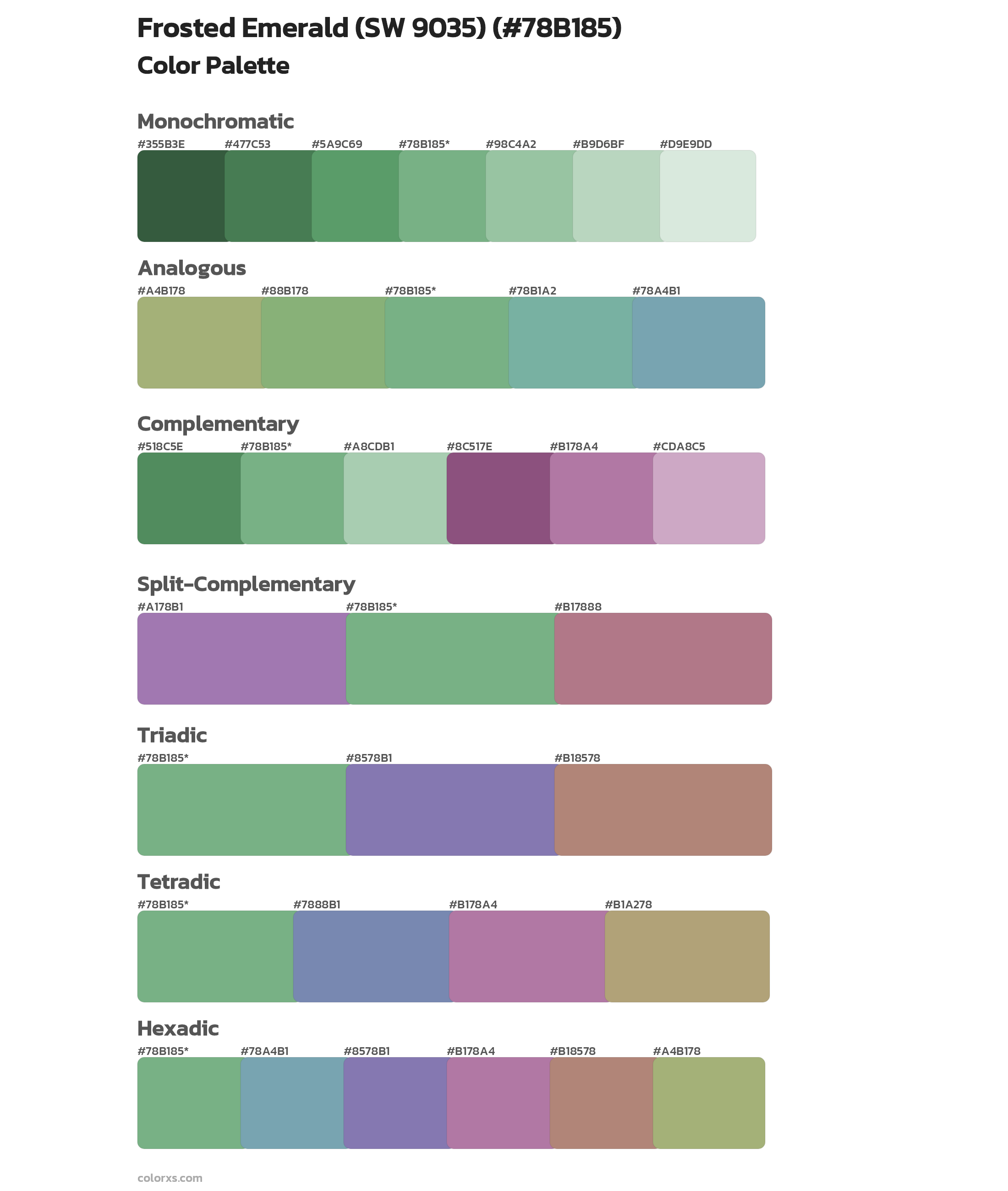 Frosted Emerald (SW 9035) Color Scheme Palettes