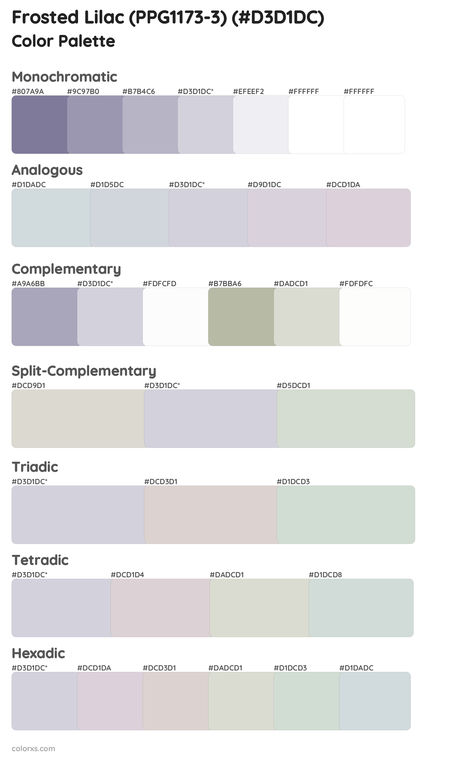 Frosted Lilac (PPG1173-3) Color Scheme Palettes