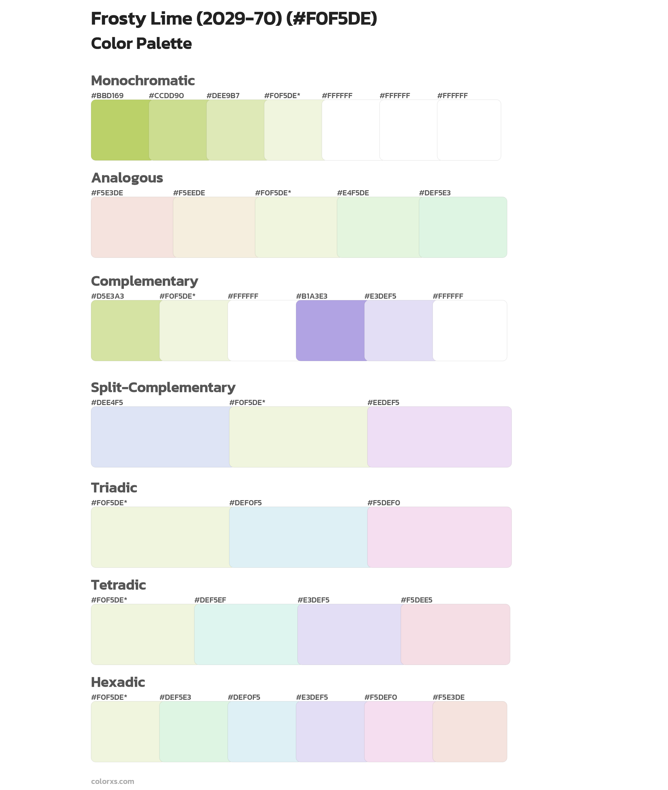 Frosty Lime (2029-70) Color Scheme Palettes