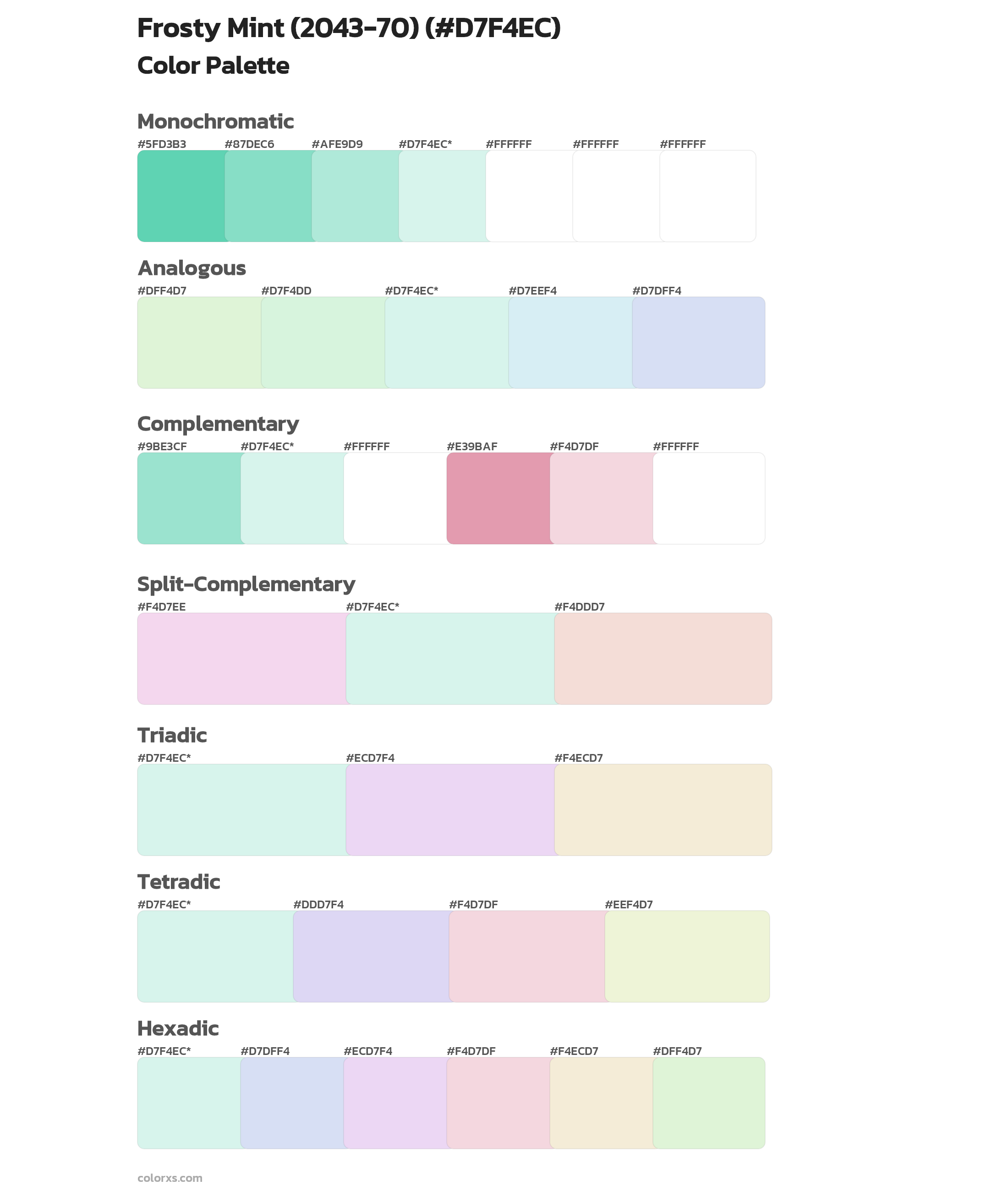 Frosty Mint (2043-70) Color Scheme Palettes