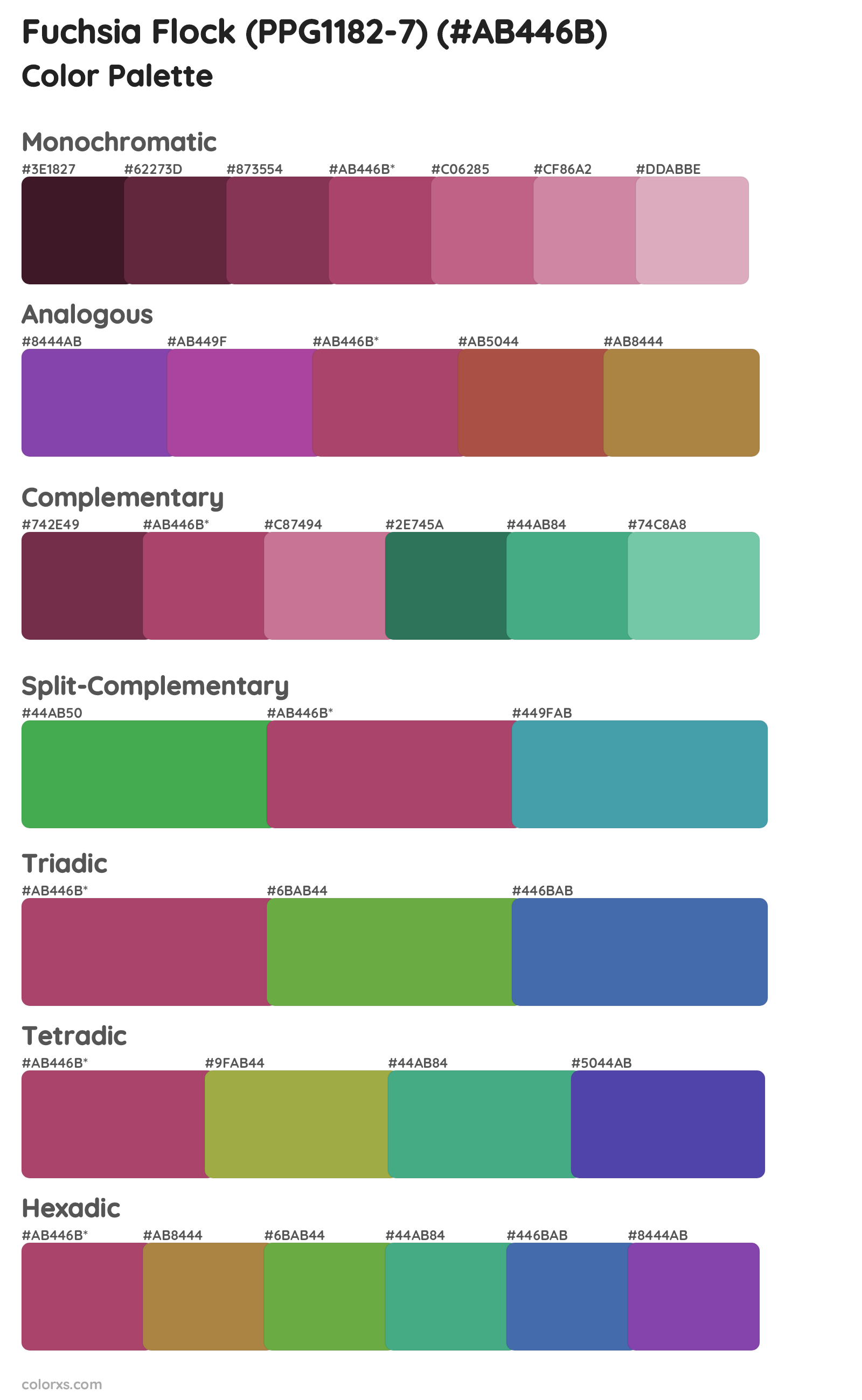 Fuchsia Flock (PPG1182-7) Color Scheme Palettes