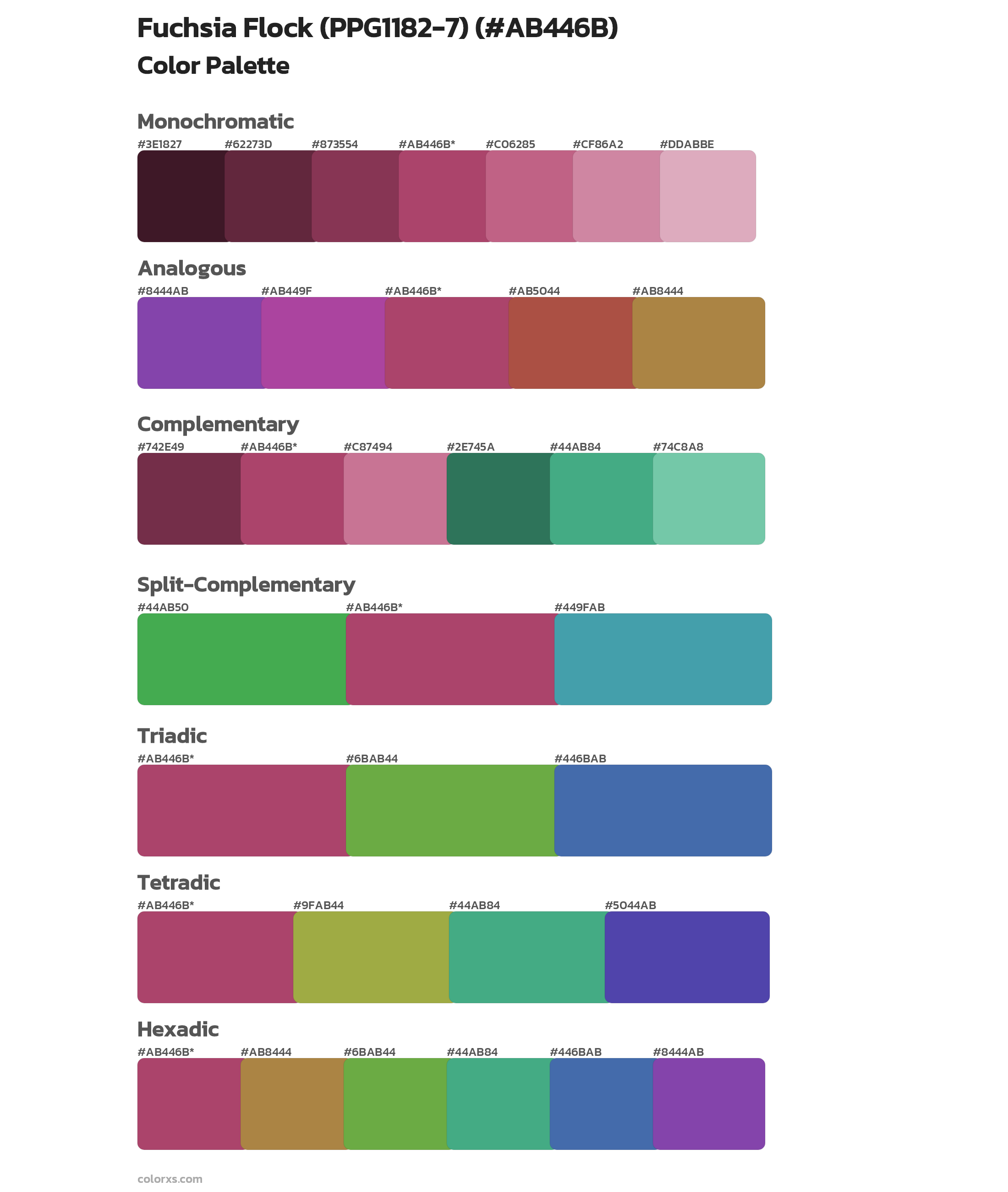 Fuchsia Flock (PPG1182-7) Color Scheme Palettes