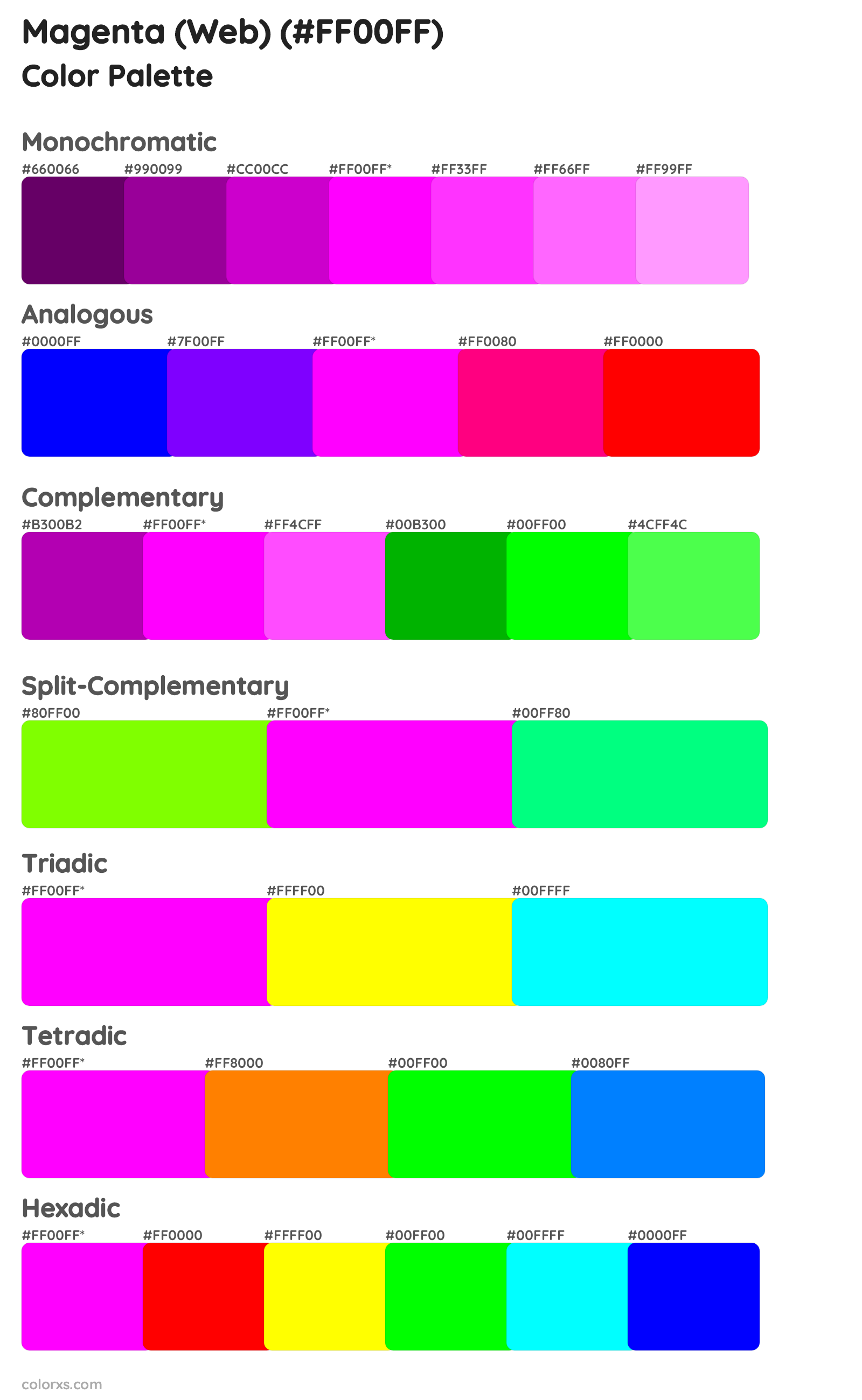Magenta (Web) Color Scheme Palettes