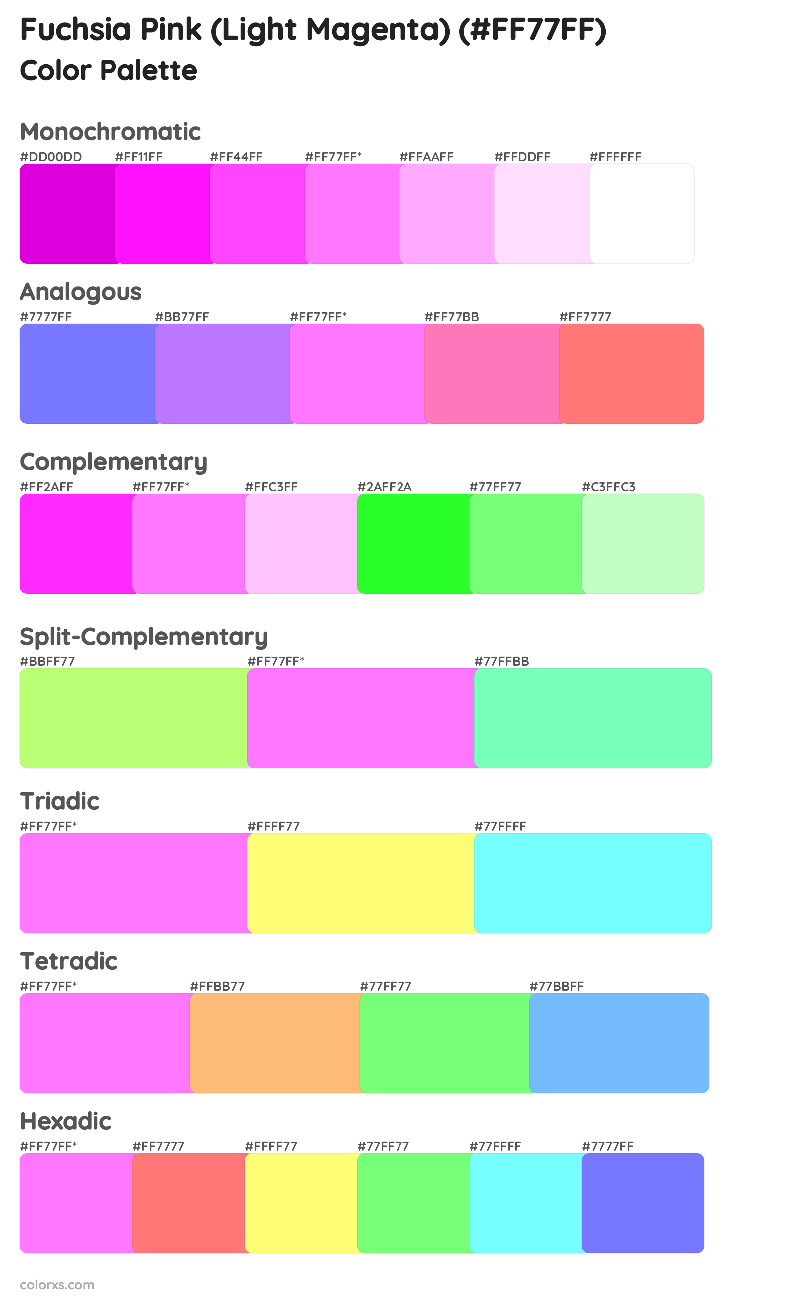 Fuchsia Pink (Light Magenta) Color Scheme Palettes