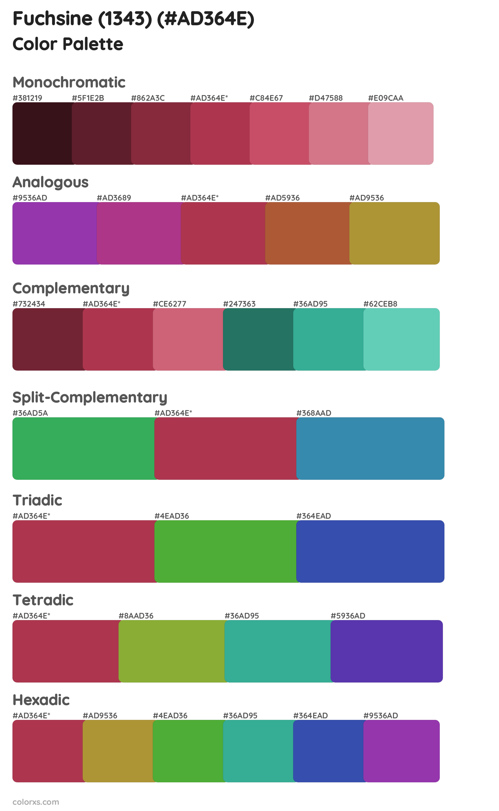 Fuchsine (1343) Color Scheme Palettes