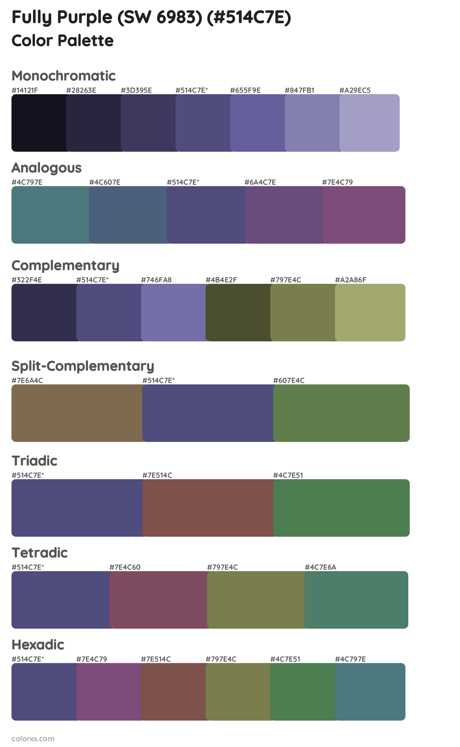 Fully Purple (SW 6983) Color Scheme Palettes