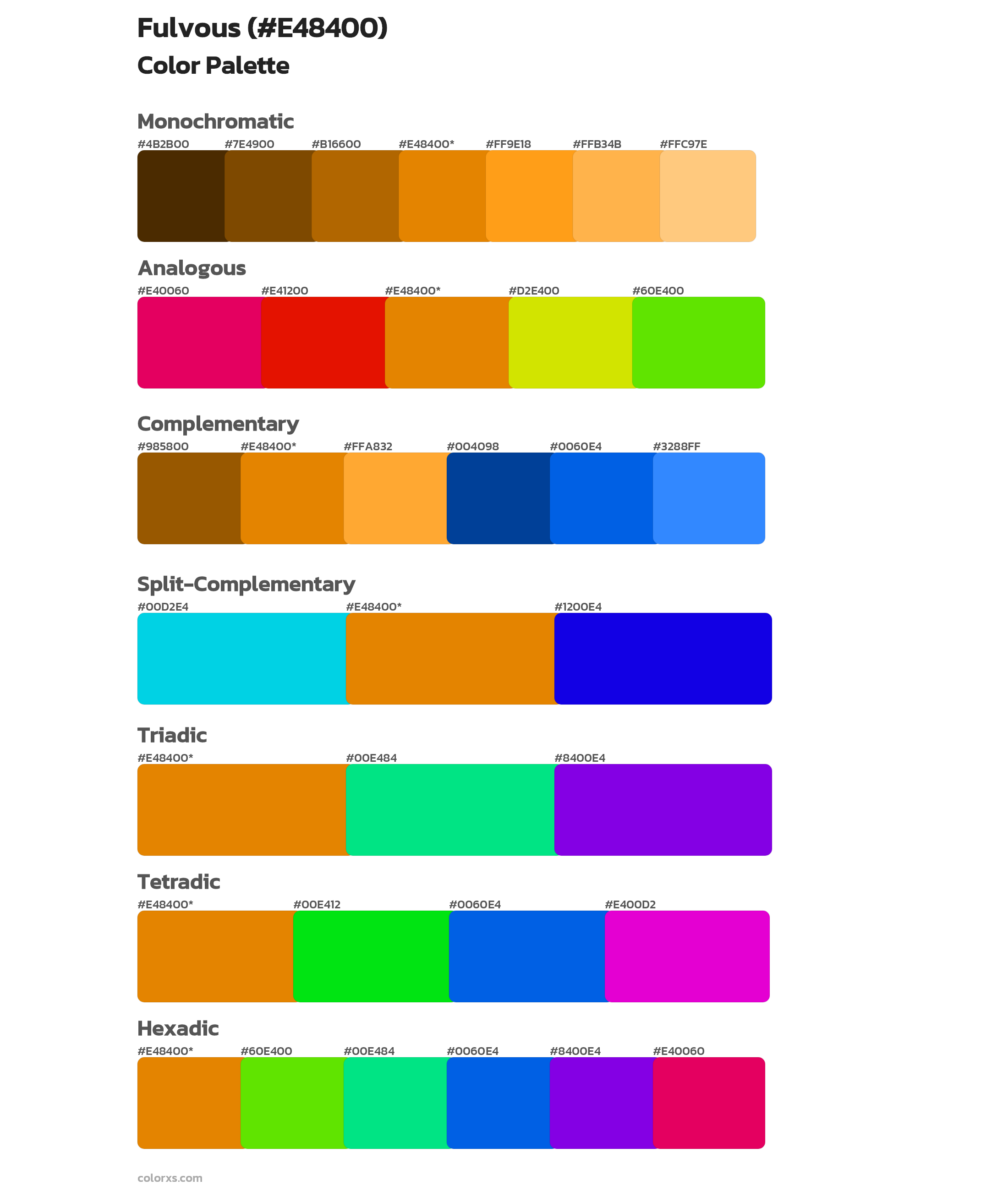 Fulvous Color Scheme Palettes