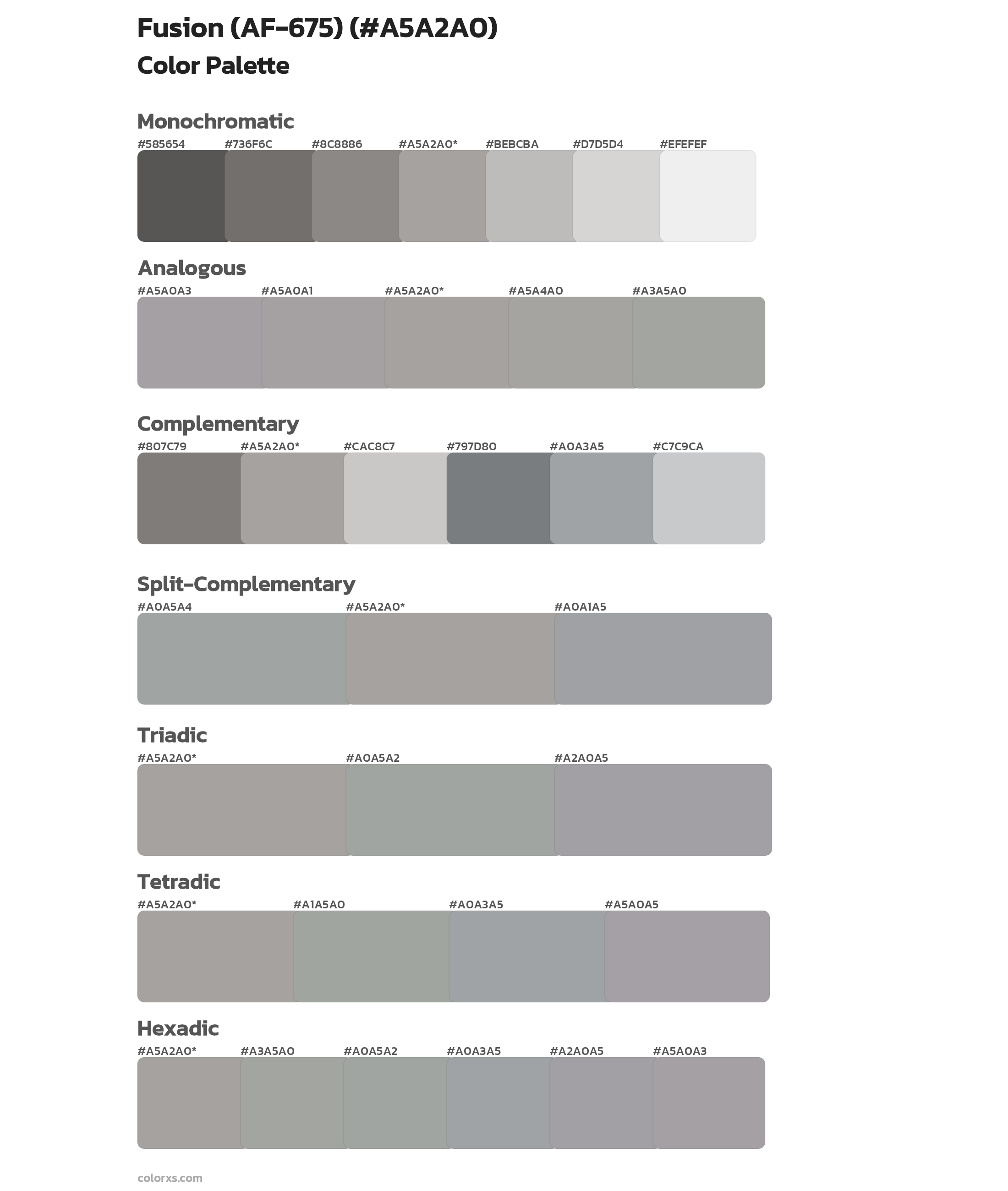 Fusion (AF-675) Color Scheme Palettes