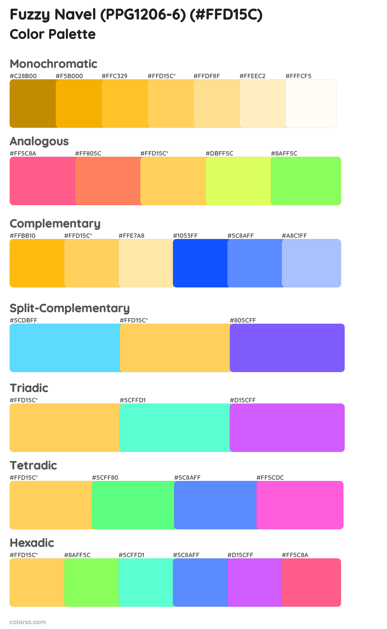 Fuzzy Navel (PPG1206-6) Color Scheme Palettes