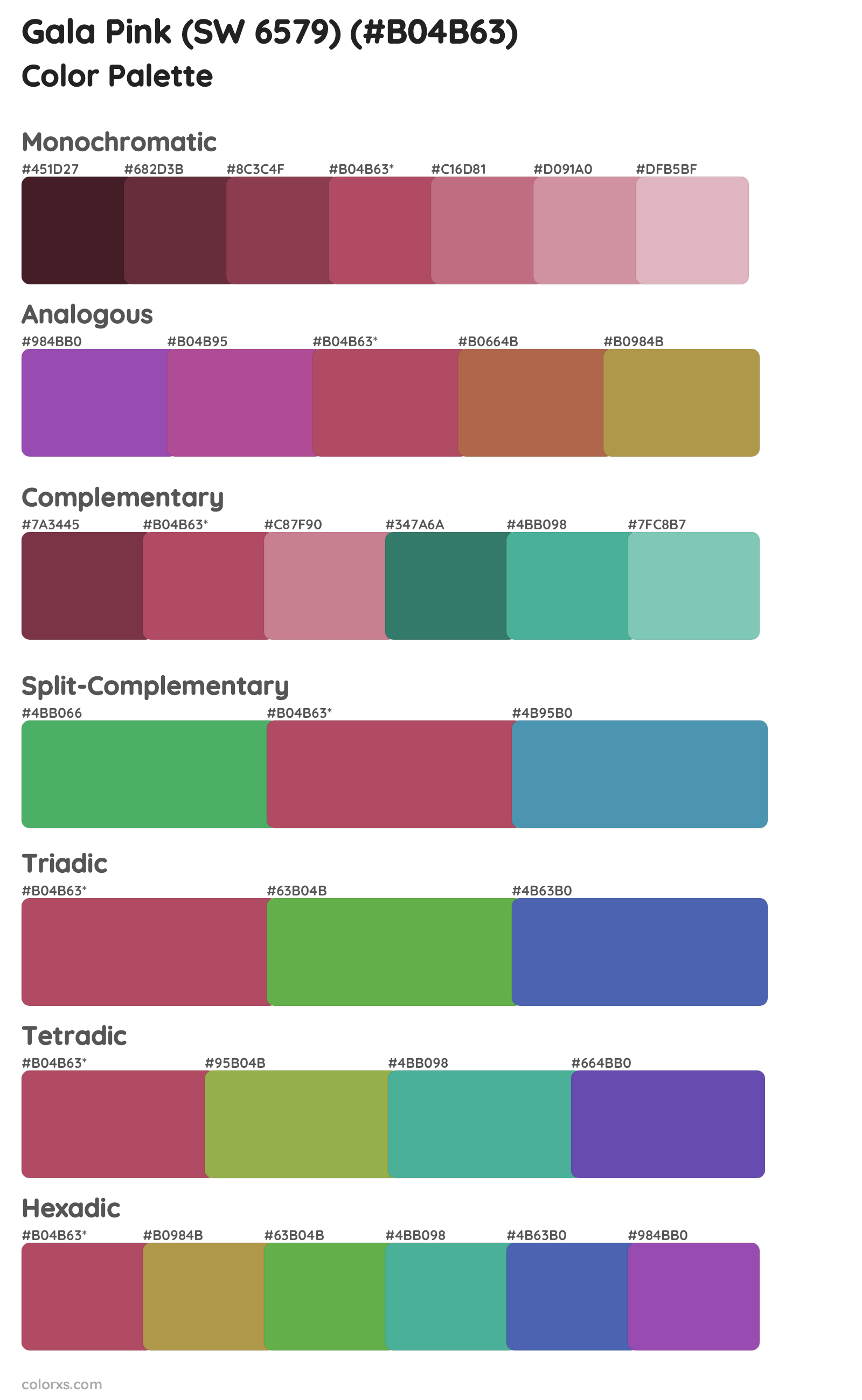 Gala Pink (SW 6579) Color Scheme Palettes