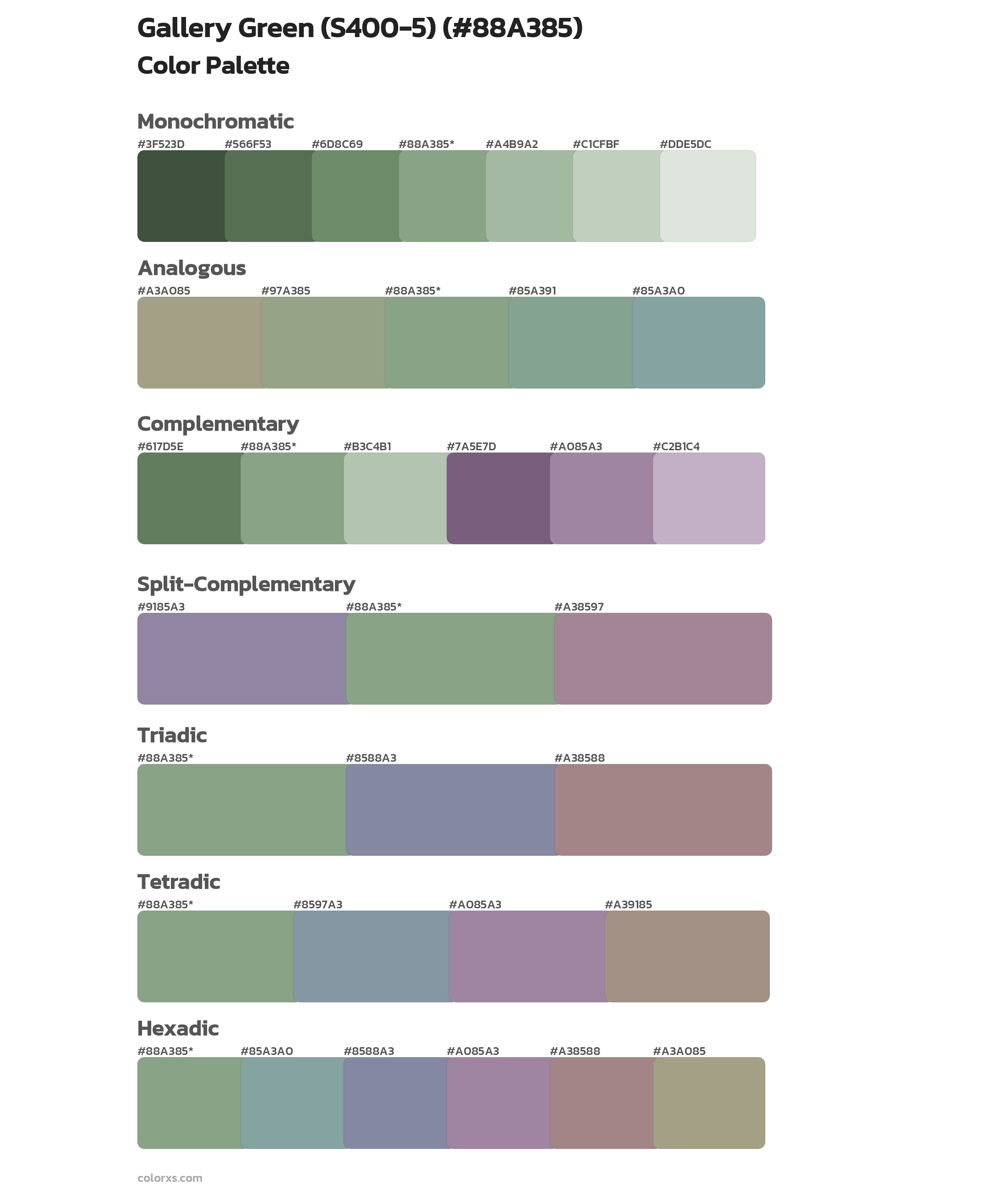 Gallery Green (S400-5) Color Scheme Palettes