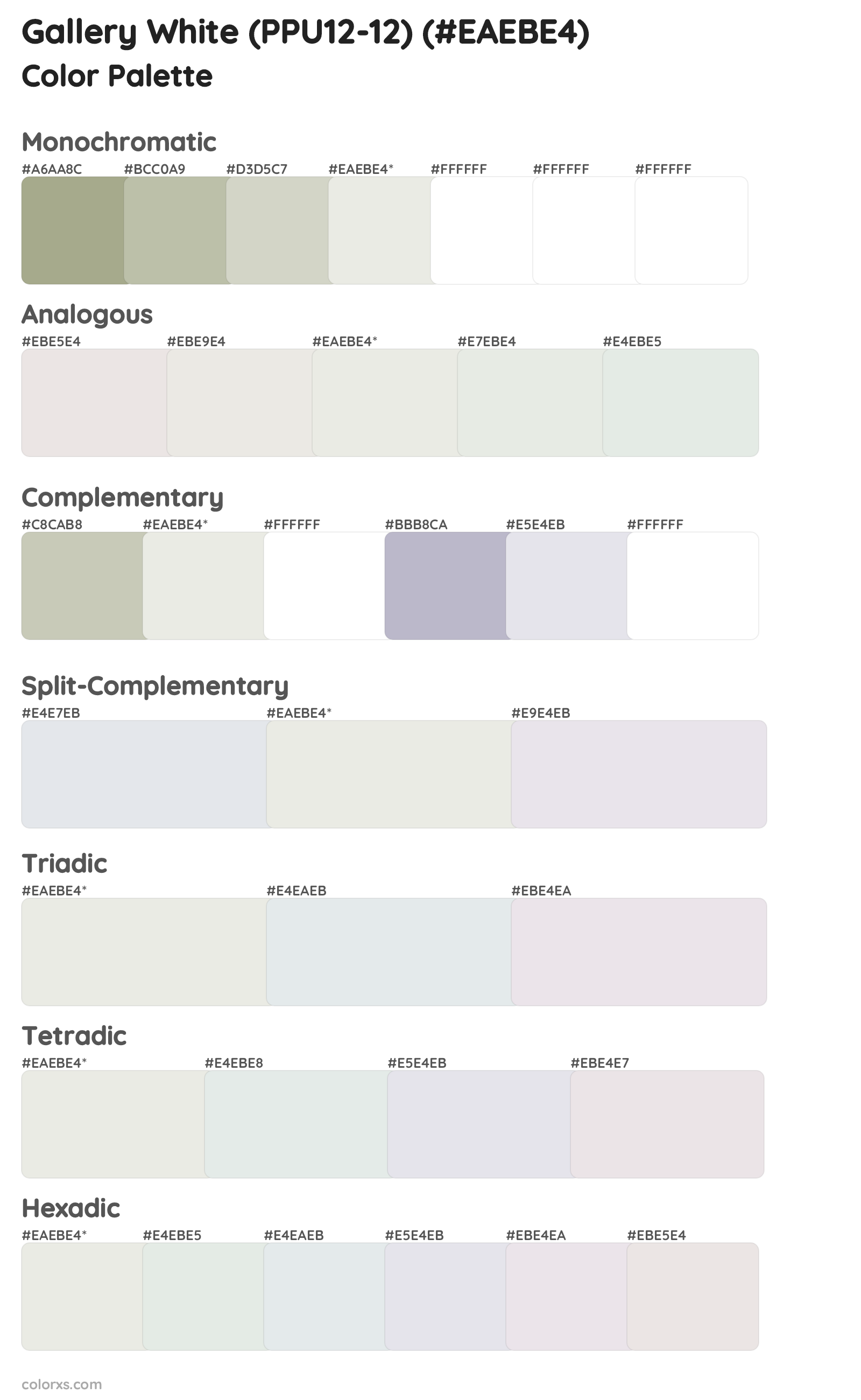 Gallery White (PPU12-12) Color Scheme Palettes