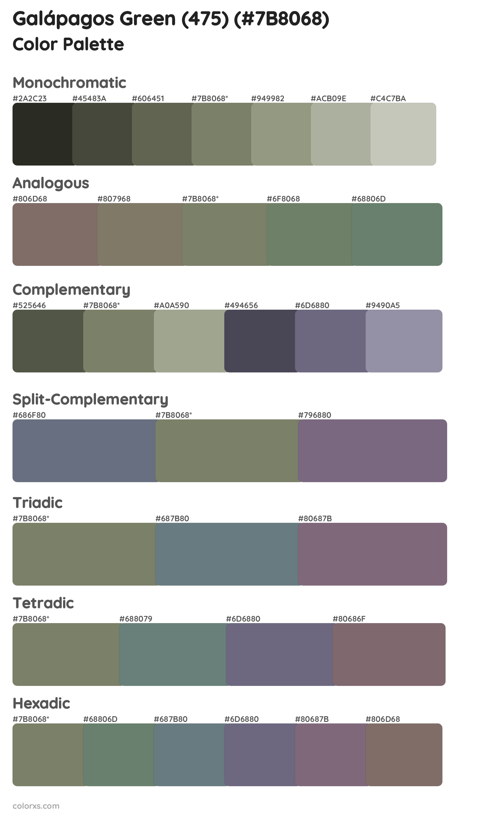 Galápagos Green (475) Color Scheme Palettes
