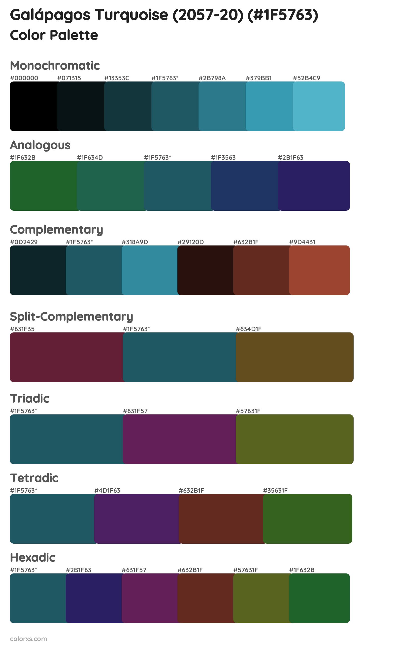 Galápagos Turquoise (2057-20) Color Scheme Palettes
