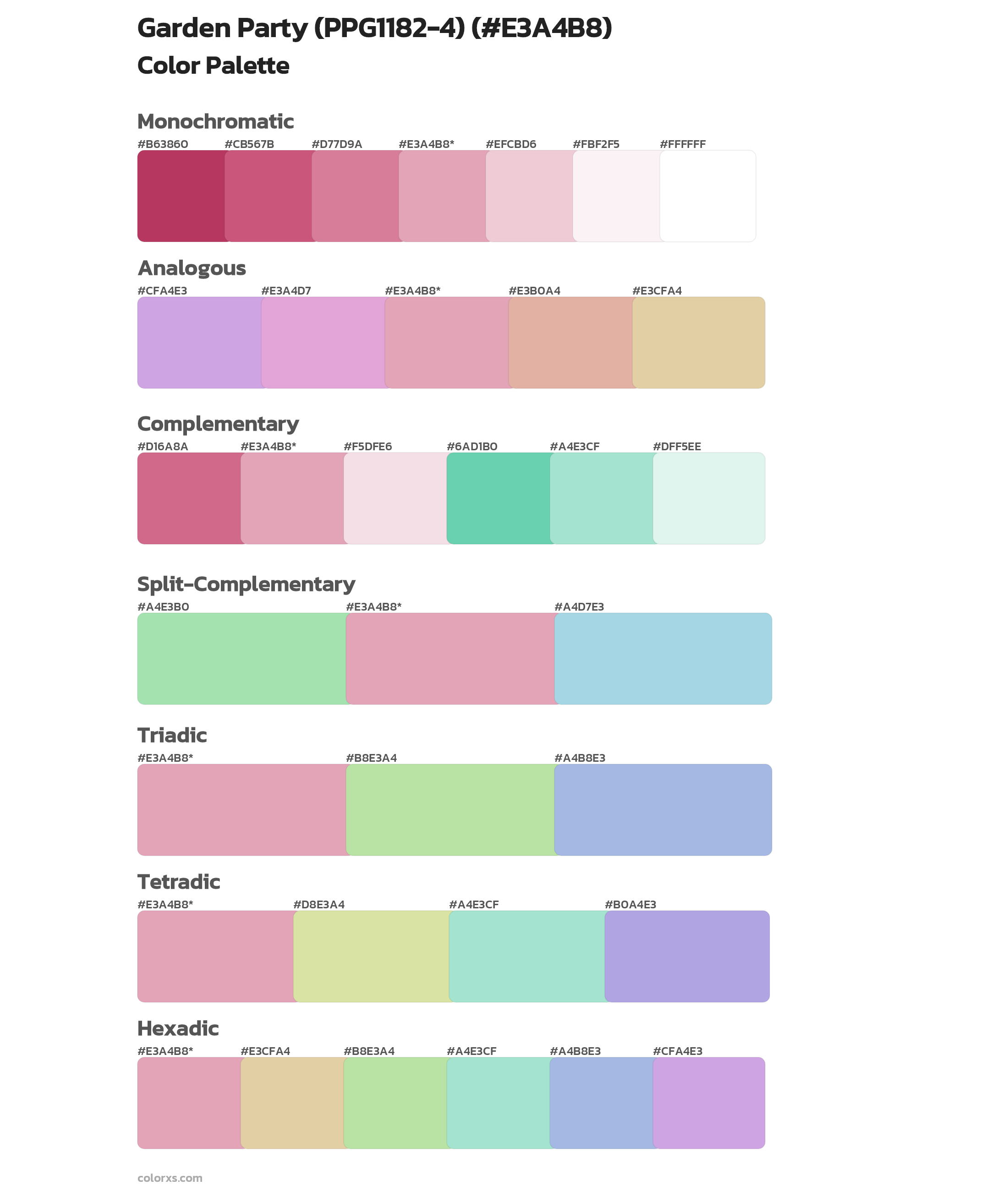 Garden Party (PPG1182-4) Color Scheme Palettes