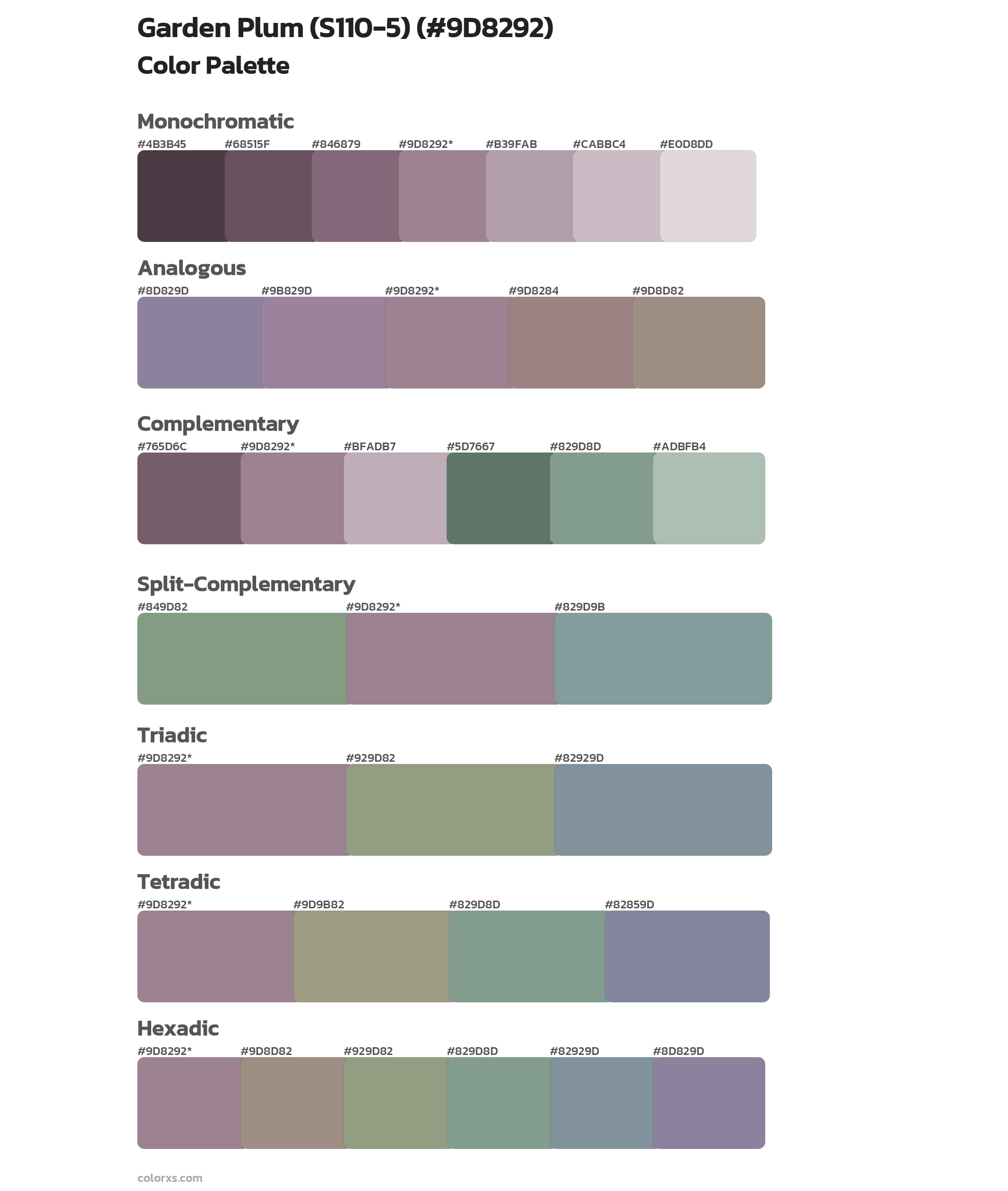 Garden Plum (S110-5) Color Scheme Palettes