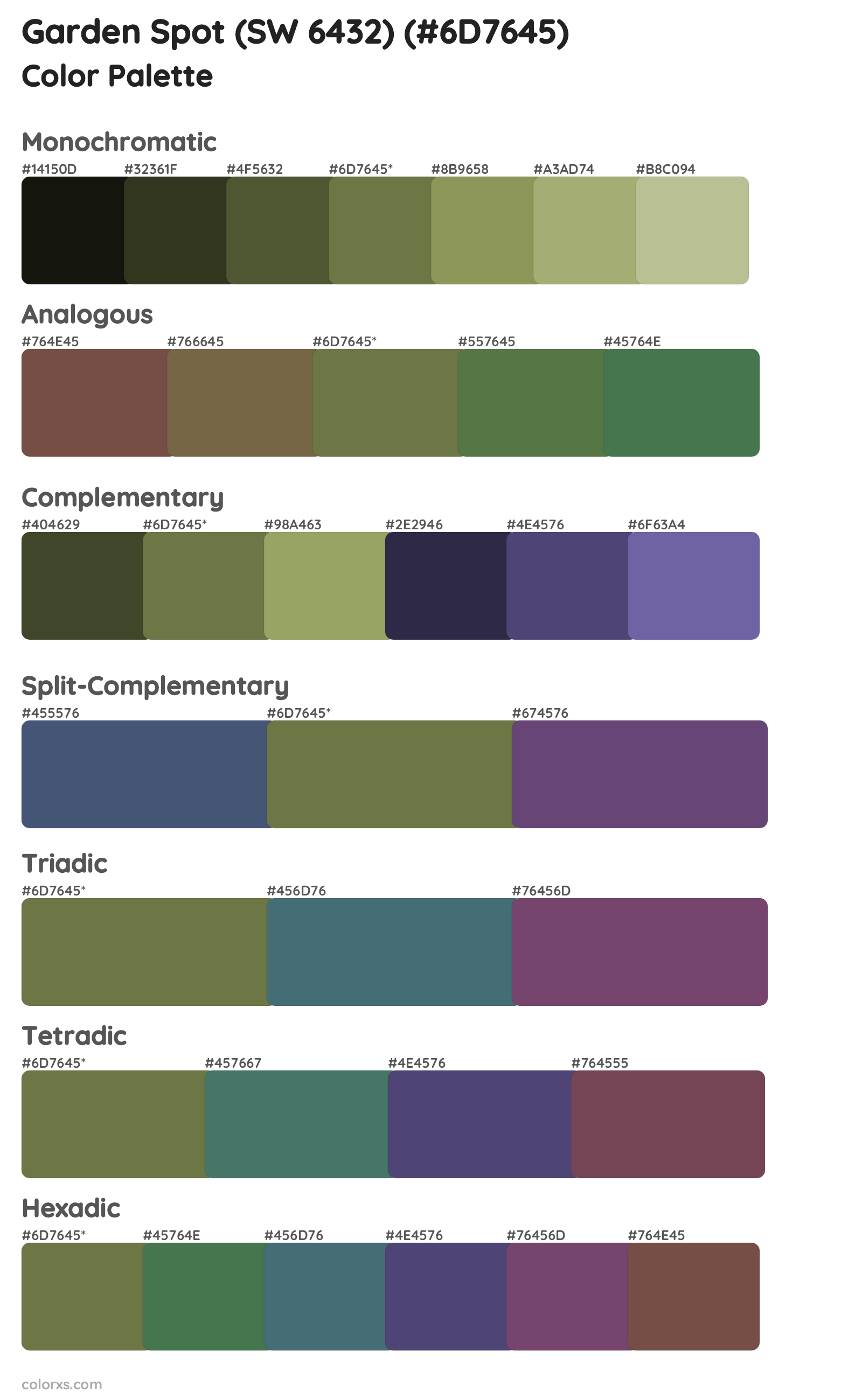 Garden Spot (SW 6432) Color Scheme Palettes