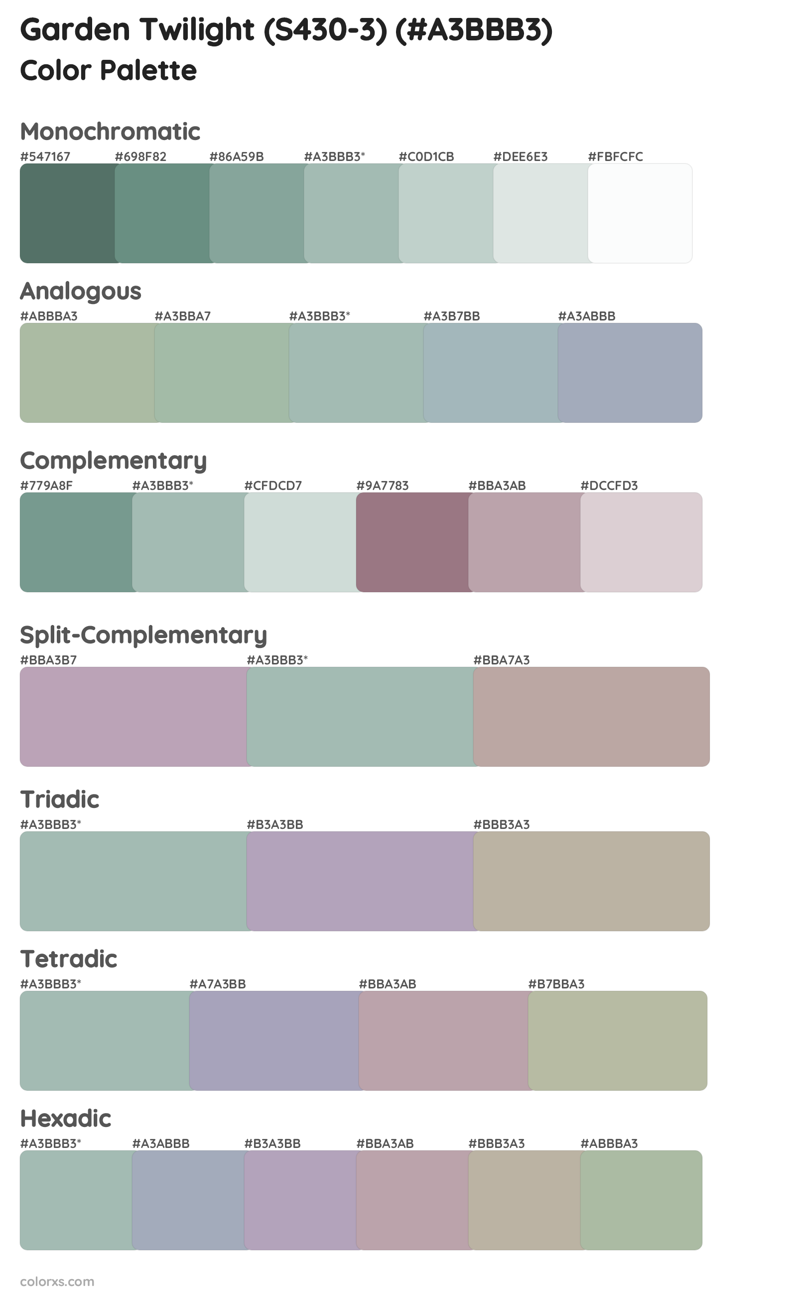 Garden Twilight (S430-3) Color Scheme Palettes