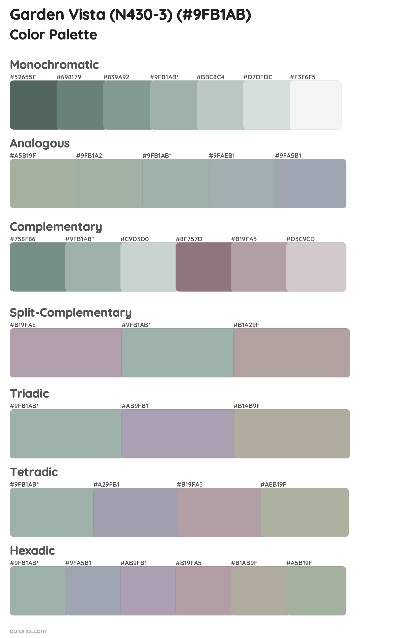 Garden Vista (N430-3) Color Scheme Palettes