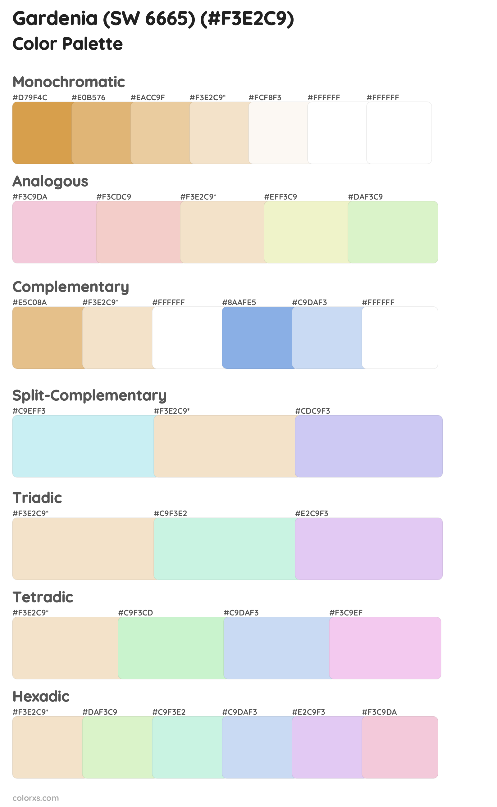 Gardenia (SW 6665) Color Scheme Palettes