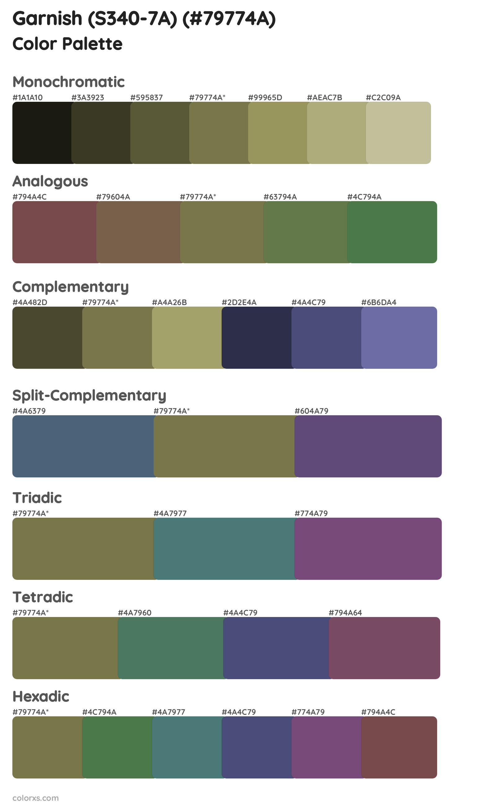 Garnish (S340-7A) Color Scheme Palettes