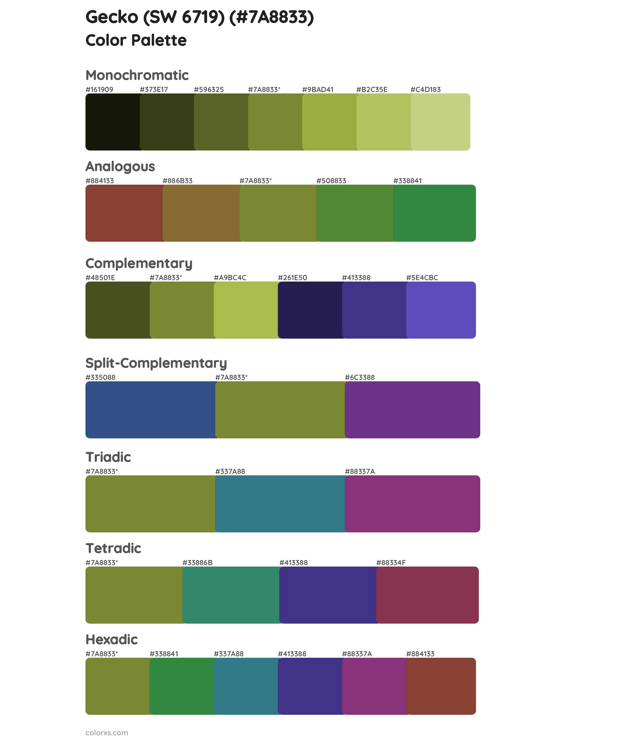 Gecko (SW 6719) Color Scheme Palettes