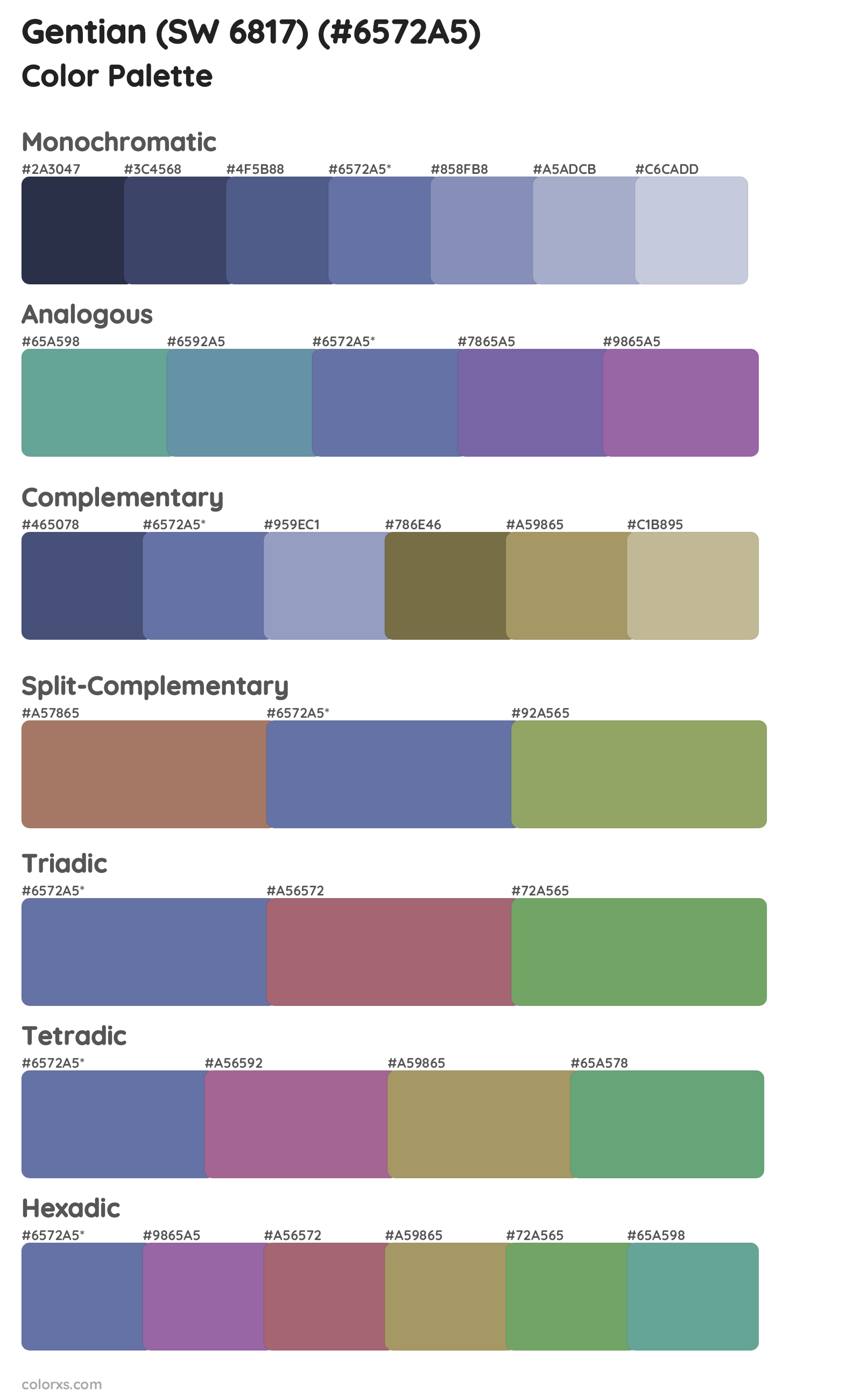 Gentian (SW 6817) Color Scheme Palettes