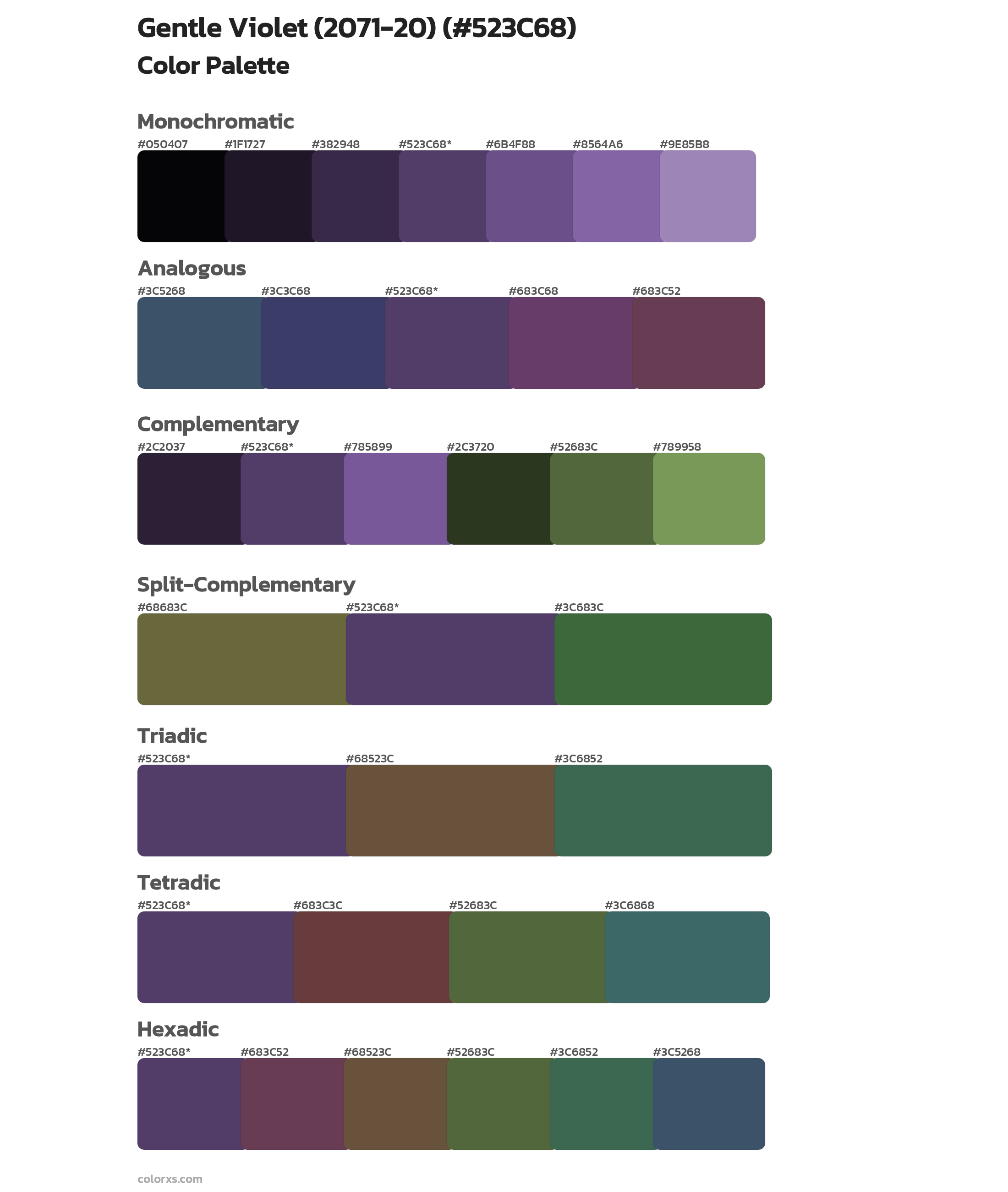 Gentle Violet (2071-20) Color Scheme Palettes