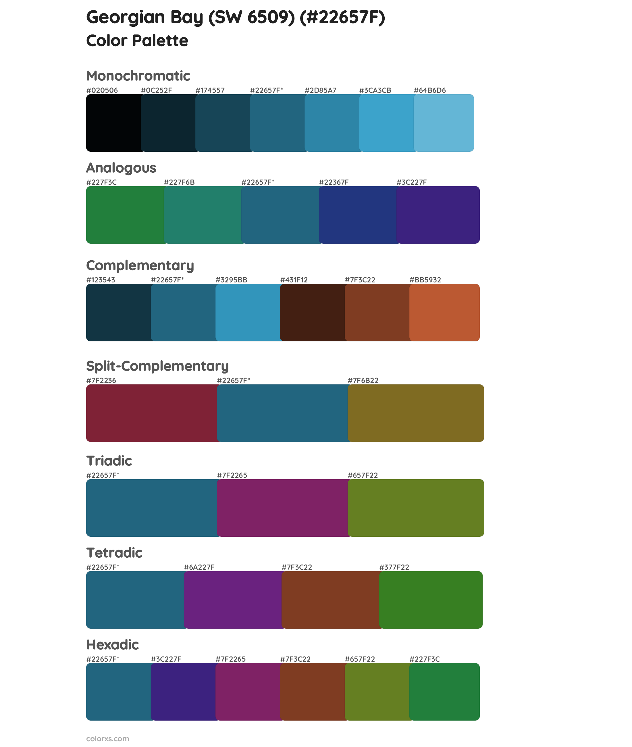 Georgian Bay (SW 6509) Color Scheme Palettes
