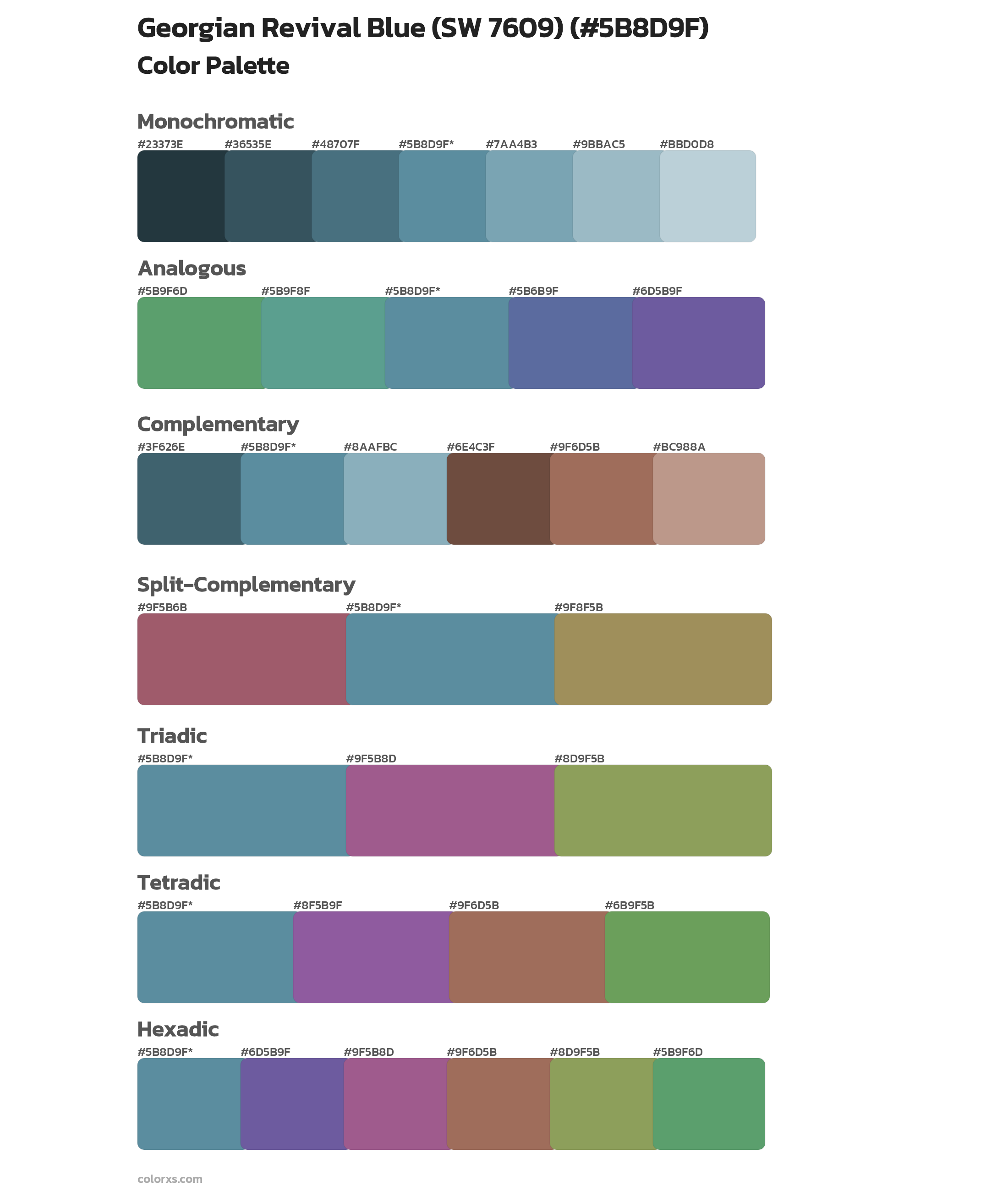 Georgian Revival Blue (SW 7609) Color Scheme Palettes