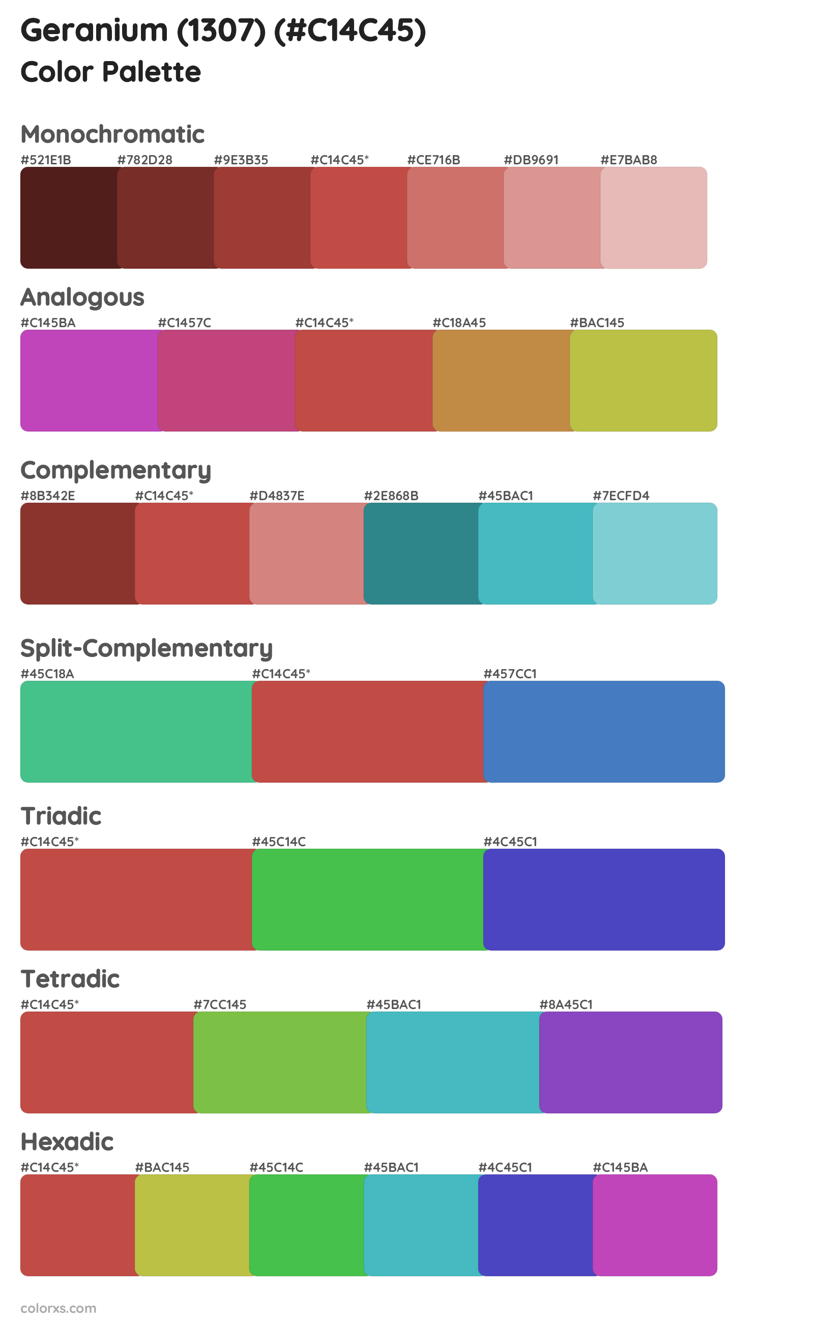 Geranium (1307) Color Scheme Palettes