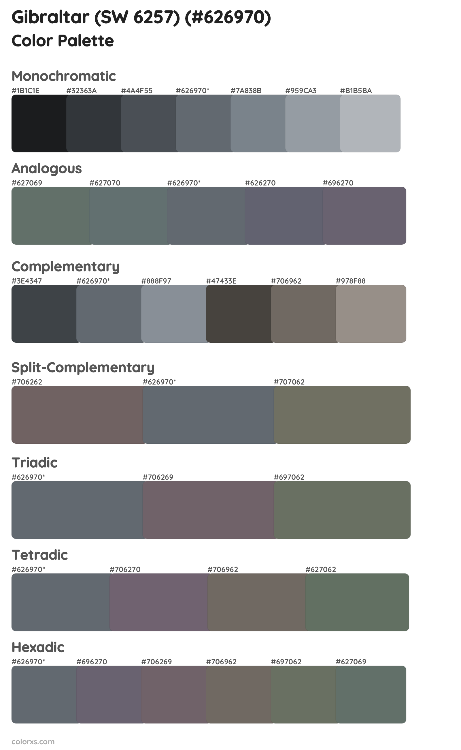 Gibraltar (SW 6257) Color Scheme Palettes