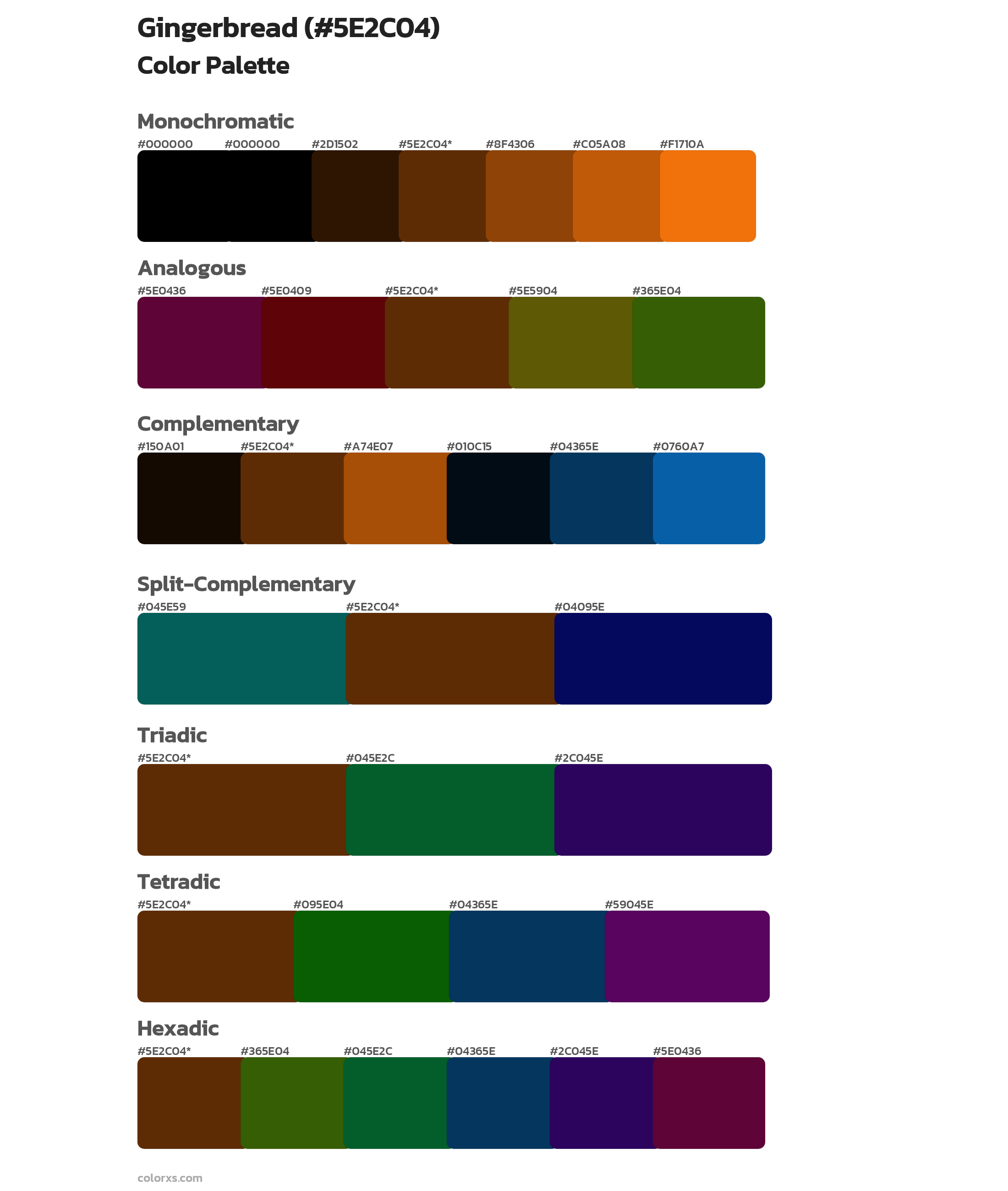 Gingerbread Color Scheme Palettes