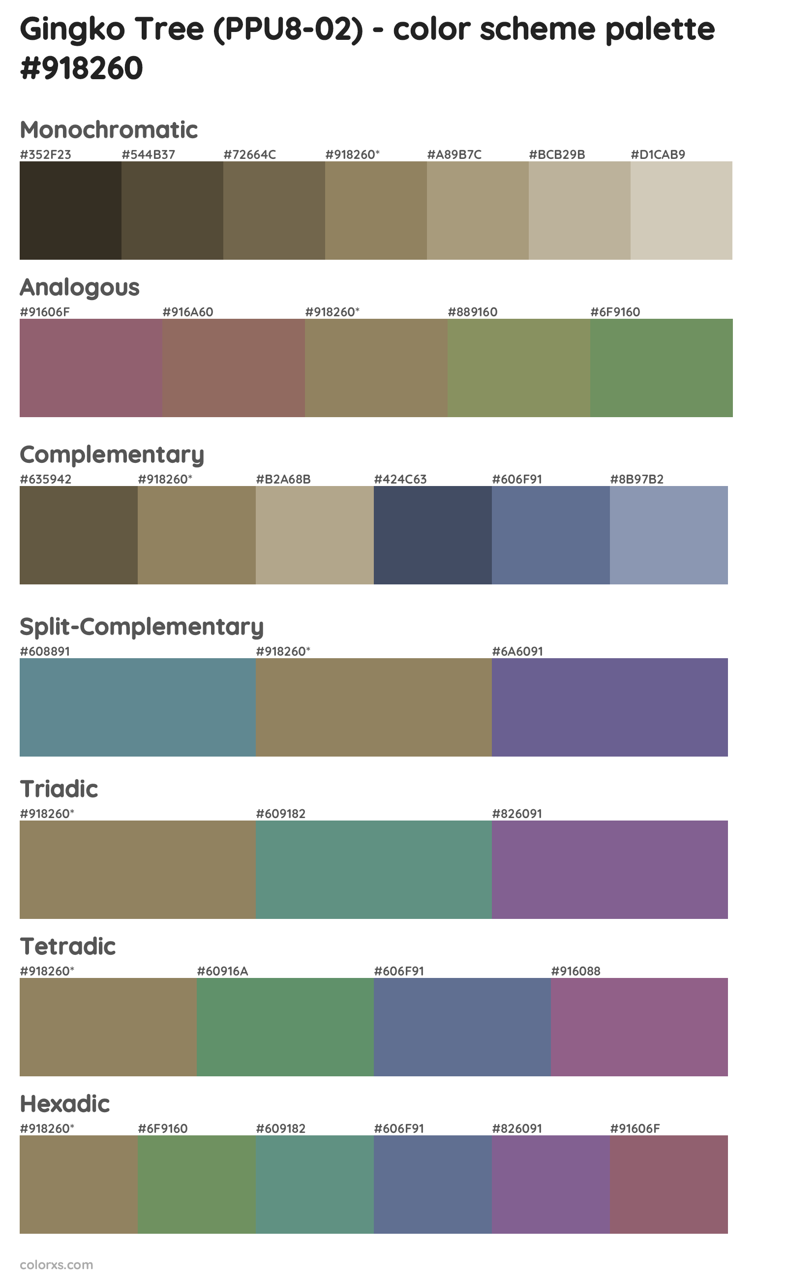 Gingko Tree (PPU8-02) Color Scheme Palettes