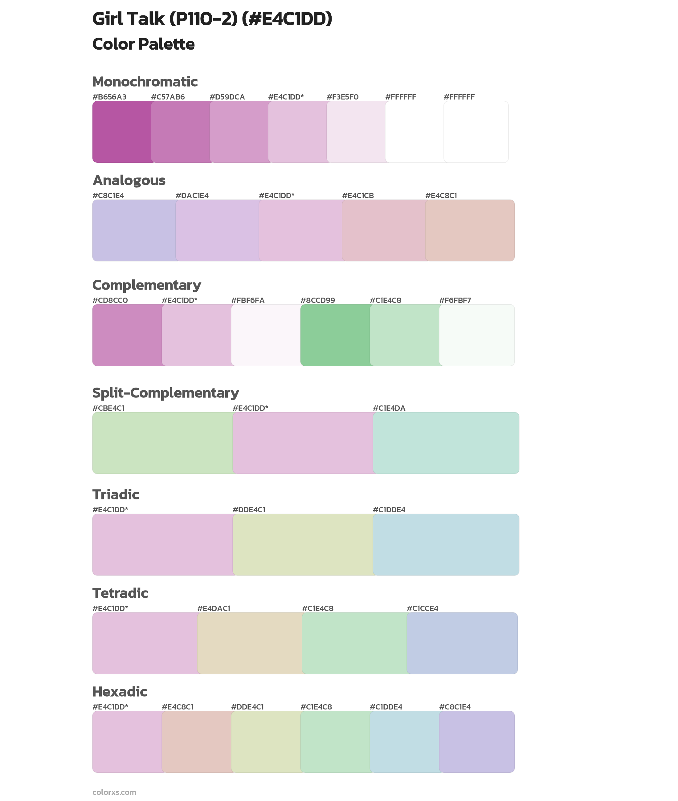 Girl Talk (P110-2) Color Scheme Palettes