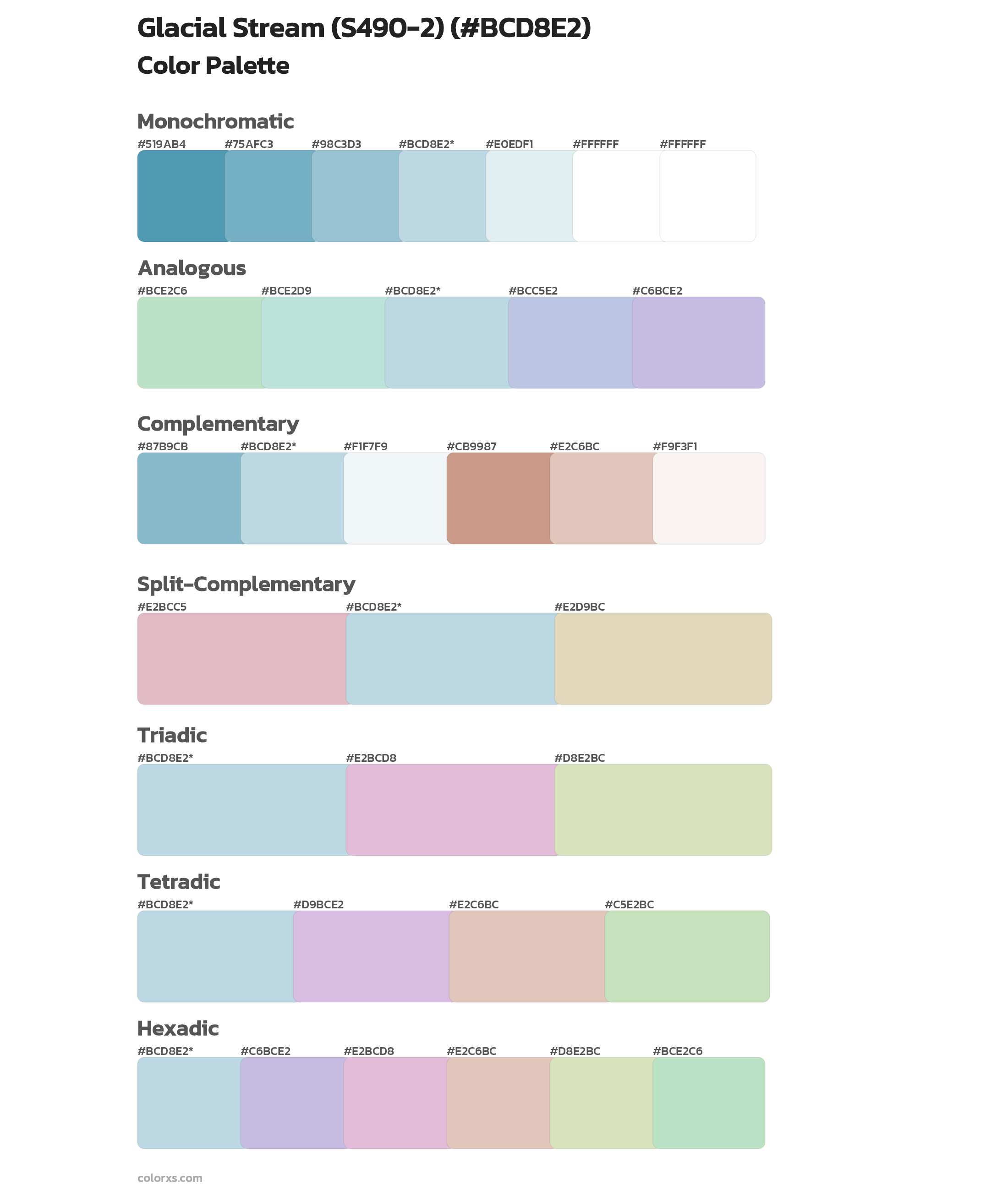 Glacial Stream (S490-2) Color Scheme Palettes