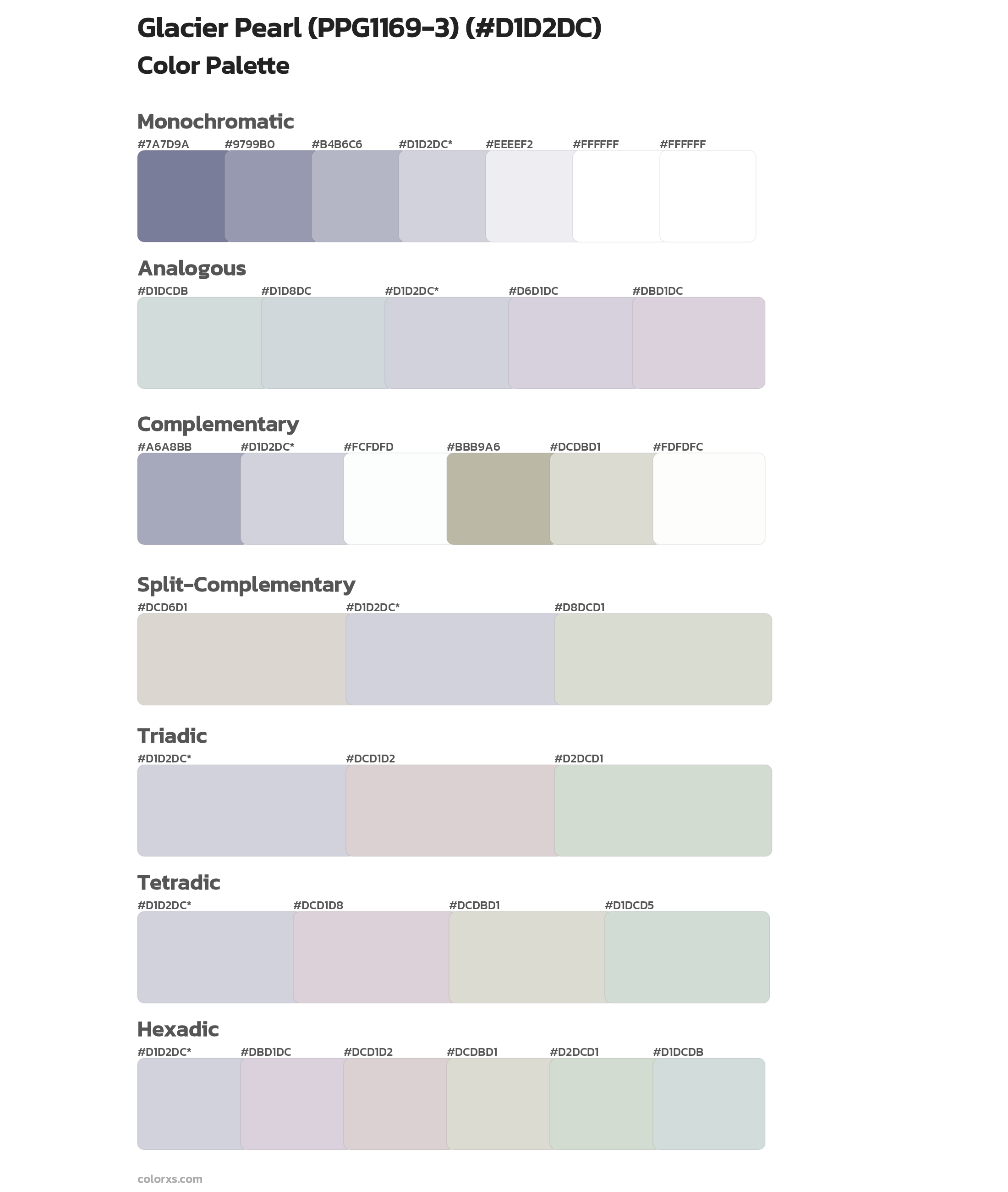 Glacier Pearl (PPG1169-3) Color Scheme Palettes