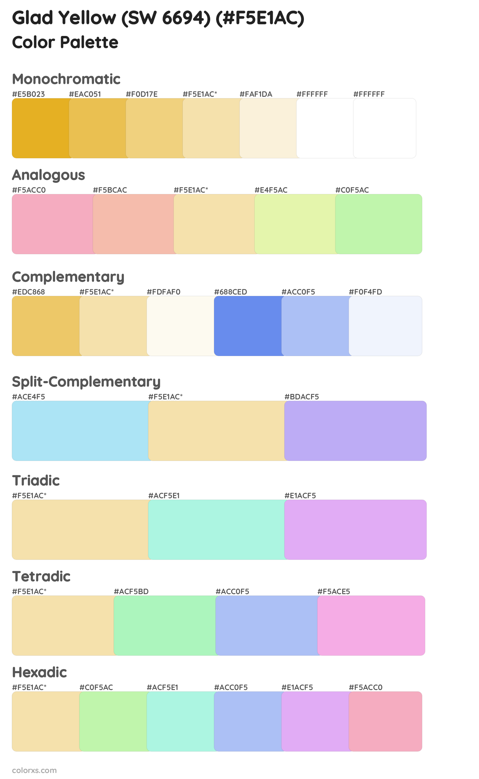Glad Yellow (SW 6694) Color Scheme Palettes