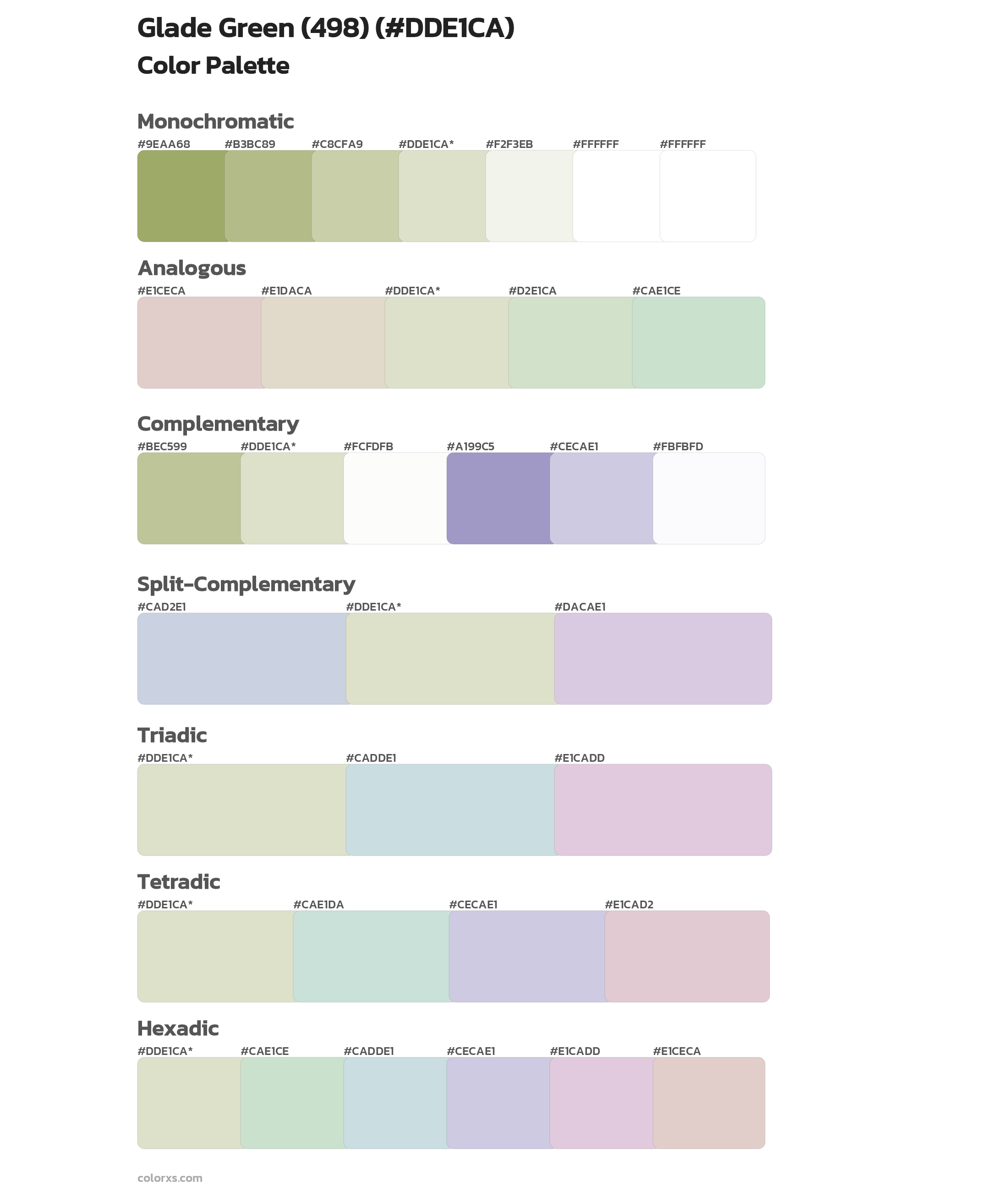 Glade Green (498) Color Scheme Palettes