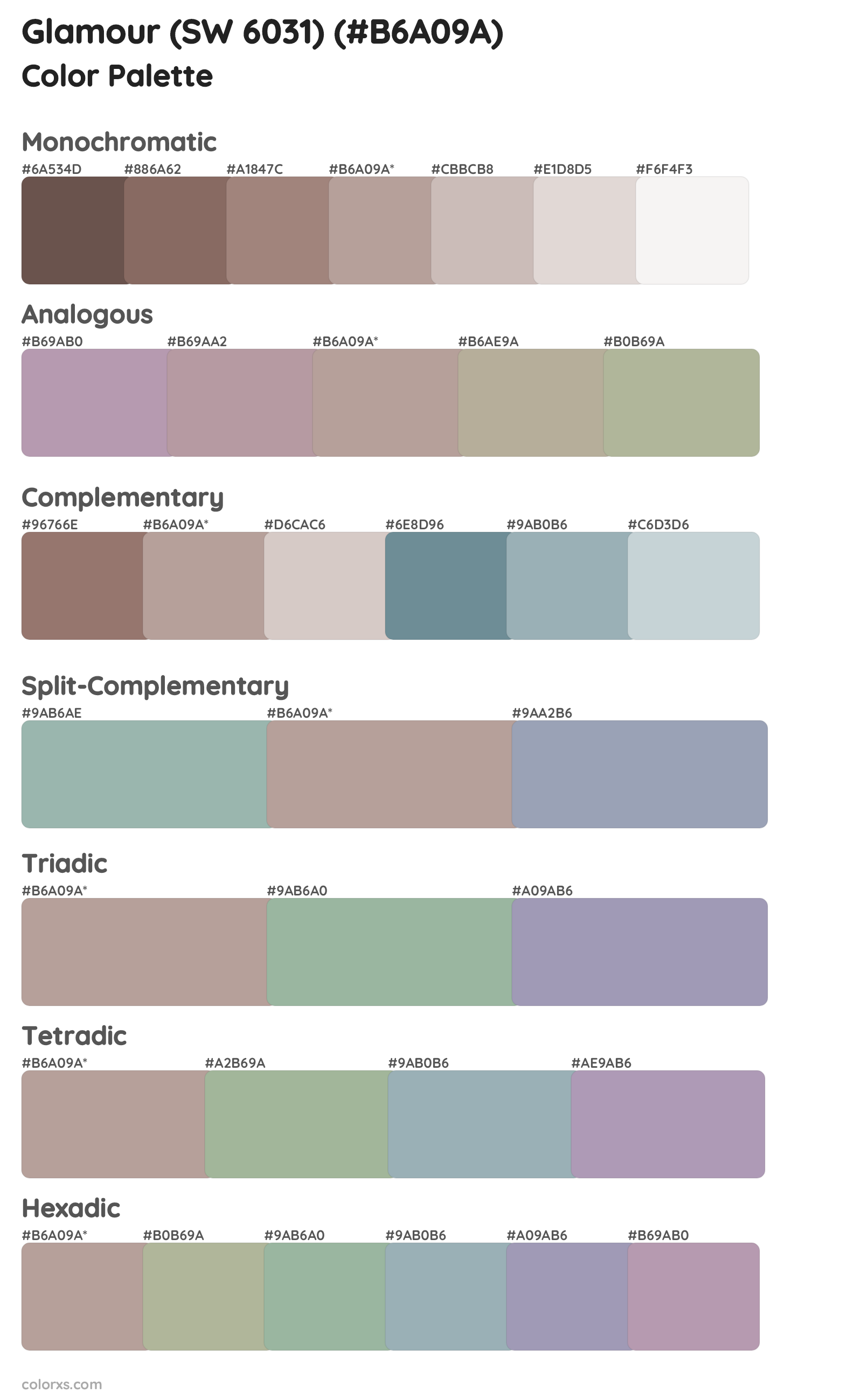 Glamour (SW 6031) Color Scheme Palettes