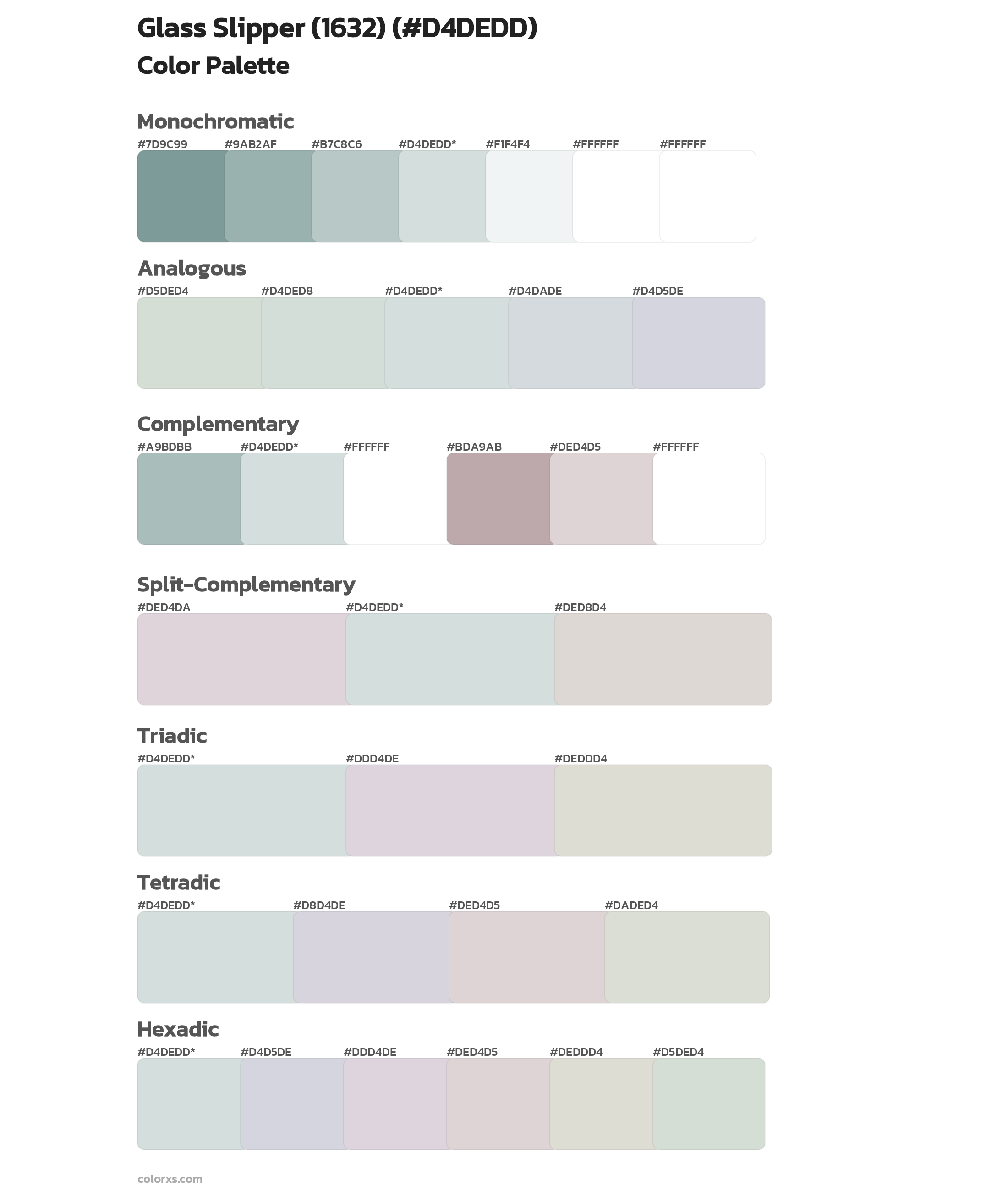 Glass Slipper (1632) Color Scheme Palettes