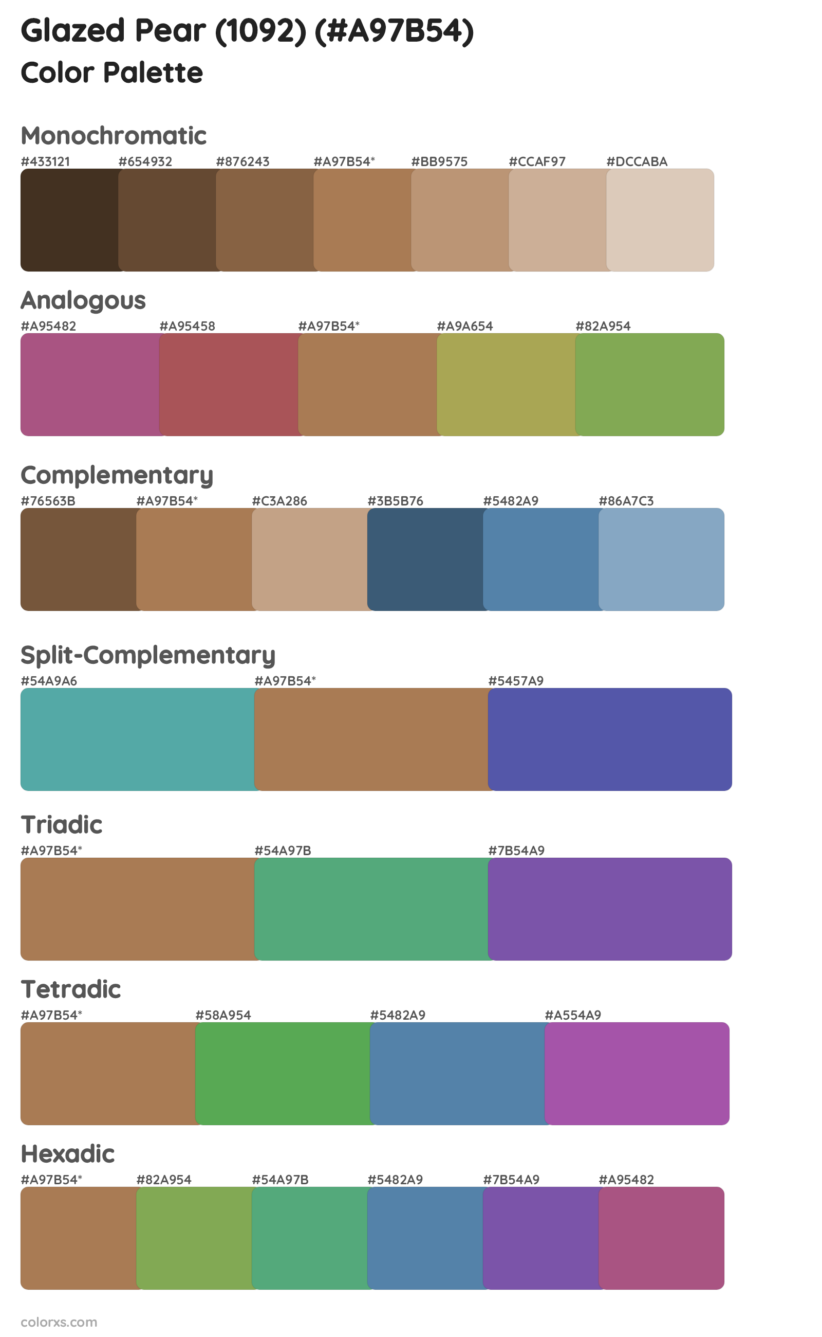 Glazed Pear (1092) Color Scheme Palettes