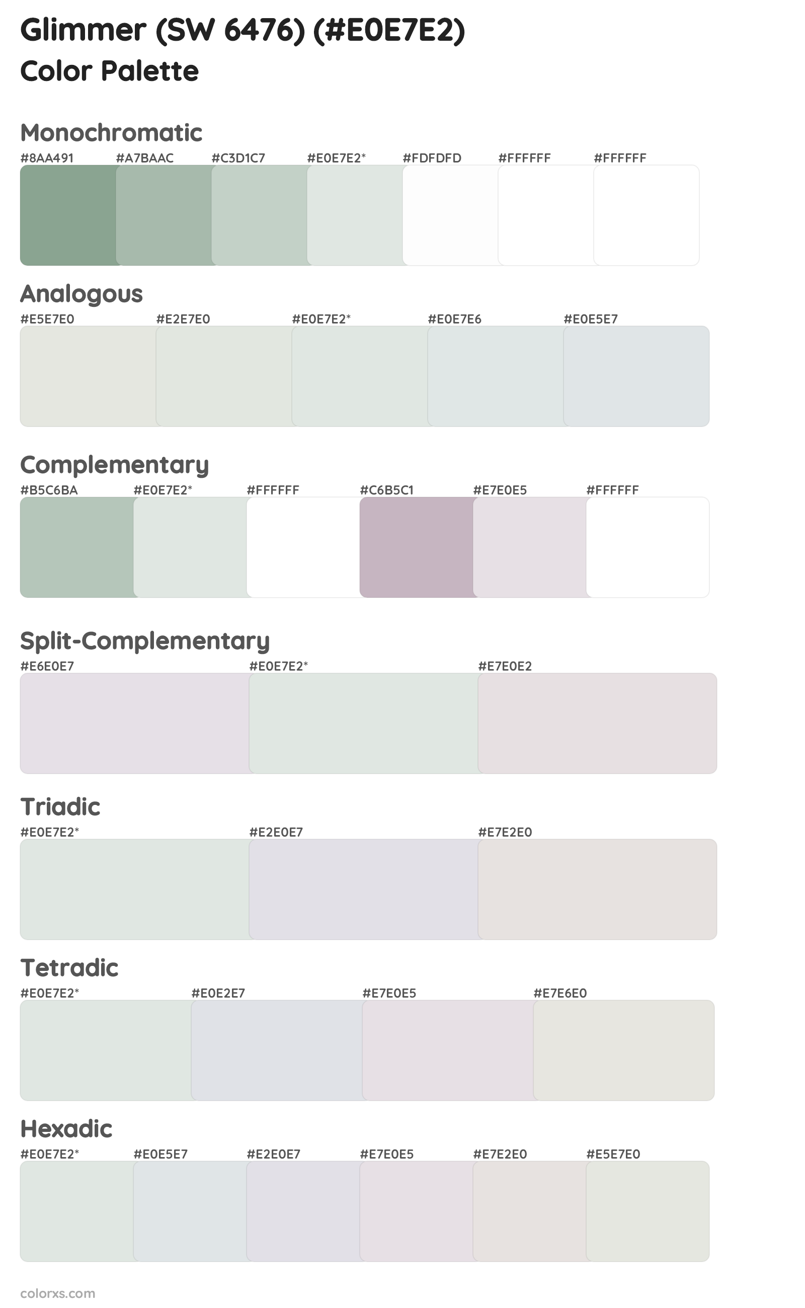 Glimmer (SW 6476) Color Scheme Palettes