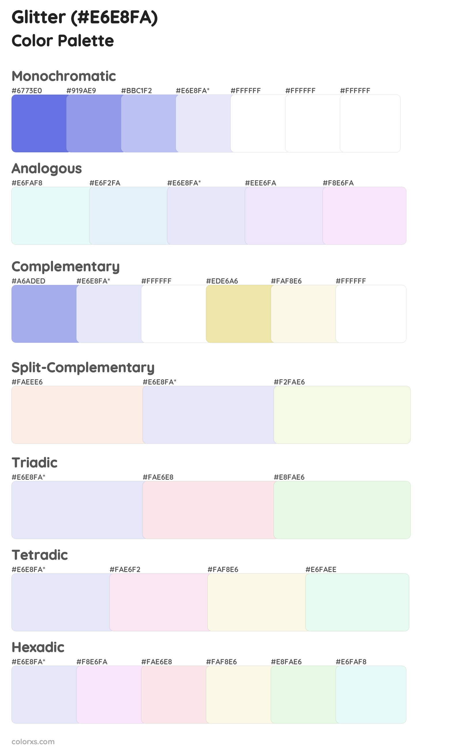 Glitter Color Scheme Palettes